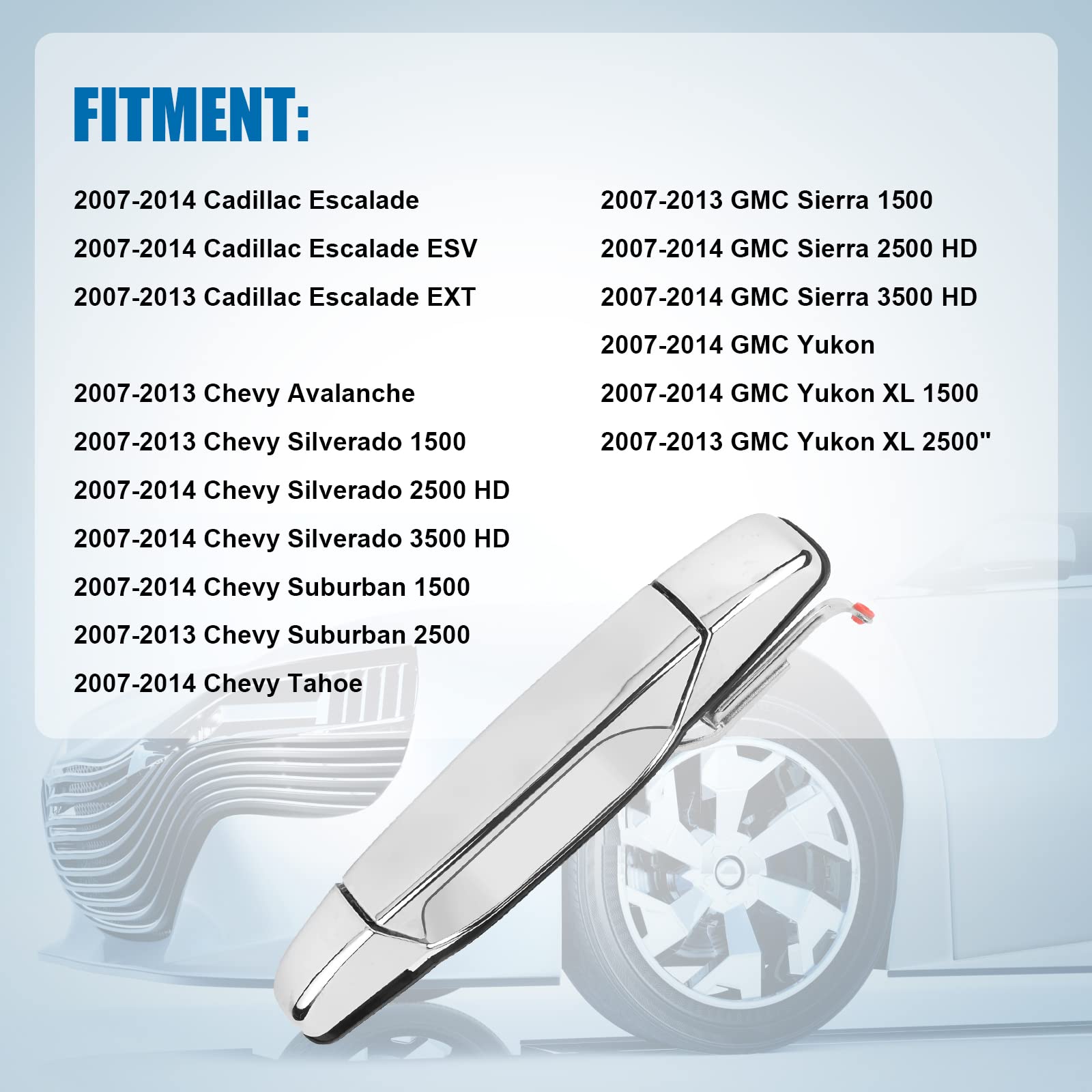 Exterior Door Handle Rear Passenger Side Replacement For 2007 2008 2009 2010 2011 2012 2013 2014 Cadillac Escalade Chevy Avalanche Silverado Suburban Tahoe Gmc Sierra Yukon Pickup Truck Suv, 15915660