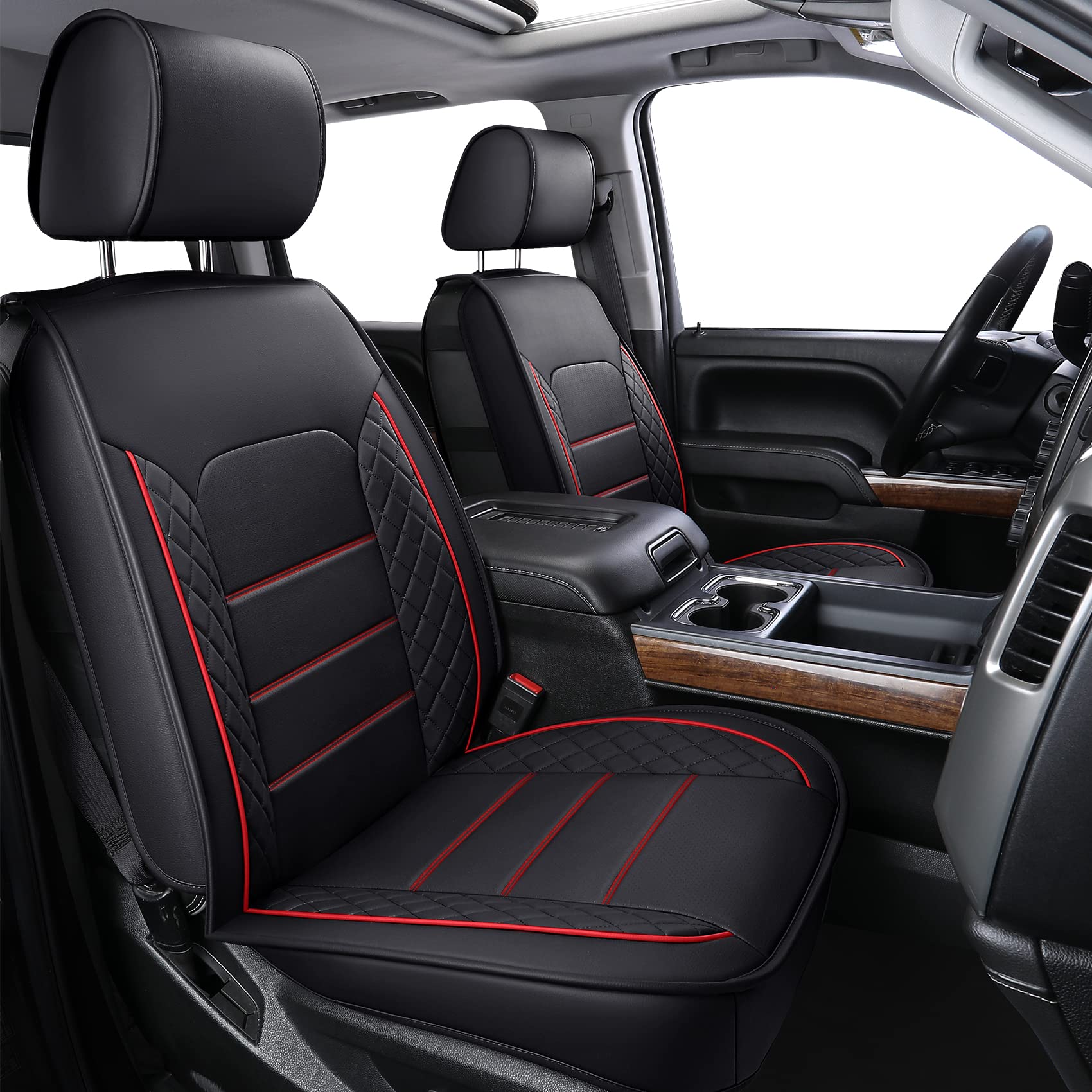 Luckyman Club Chevy Silverado/Sierra X04-S3 Seat Covers Full Set, Fit 2007-2013&2019-2025 1500/2008-2014&2020-2025 2500 Hd/3500