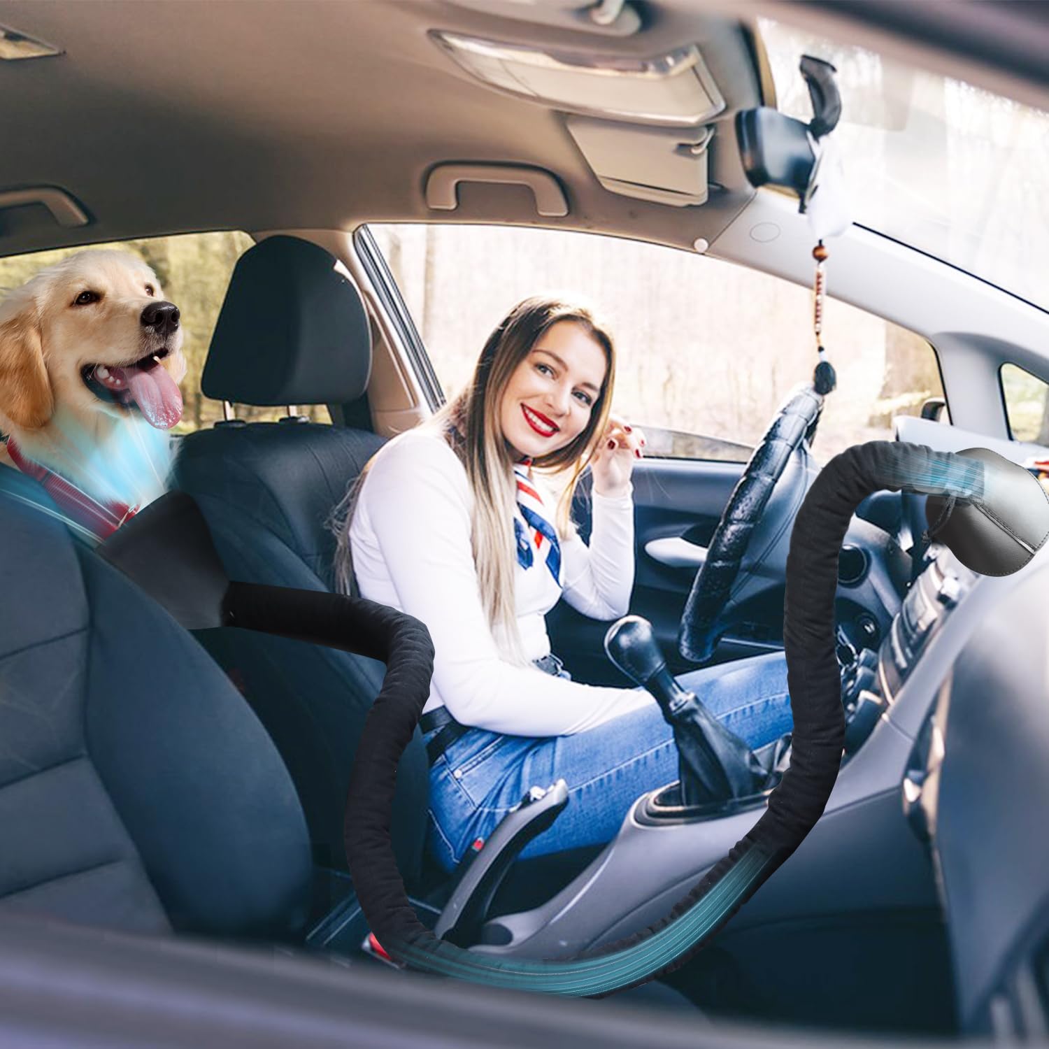 TEFGTER Car Air Conditioning System Air Vent Tube for Back Seat of Car Air Conditioning Vent Extender Hose Automotive Interior C