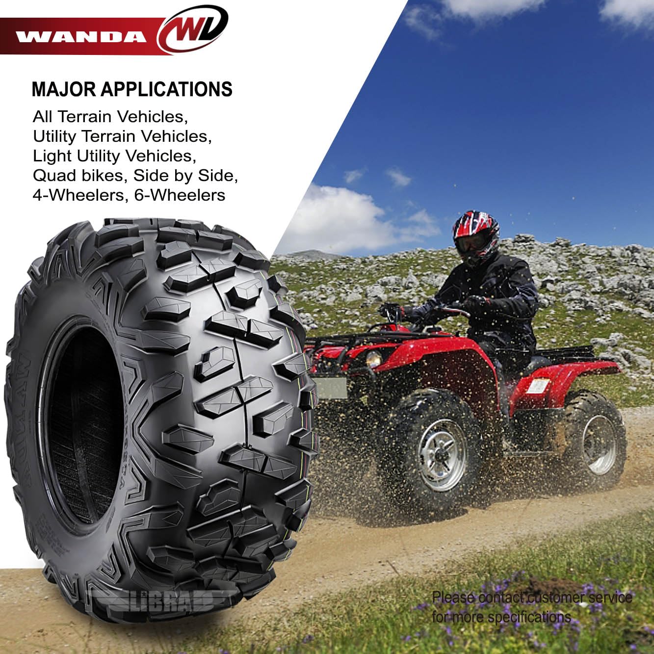 Wanda Utv Atv Tires 24X8-11 24X8X11 205/80-11 6-Ply Bighorn Style, Set 2-10413