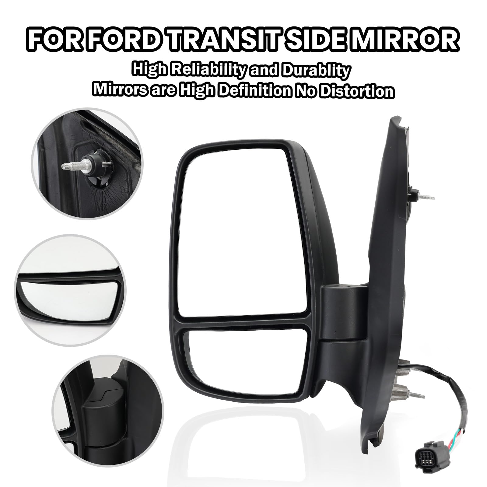 Mofoap Driver Side Mirror,Mirror Assembly Compatible With 2015-2025 Ford Transit 150 250 350 350 Hd,Transit Tow Power Glass,Towi