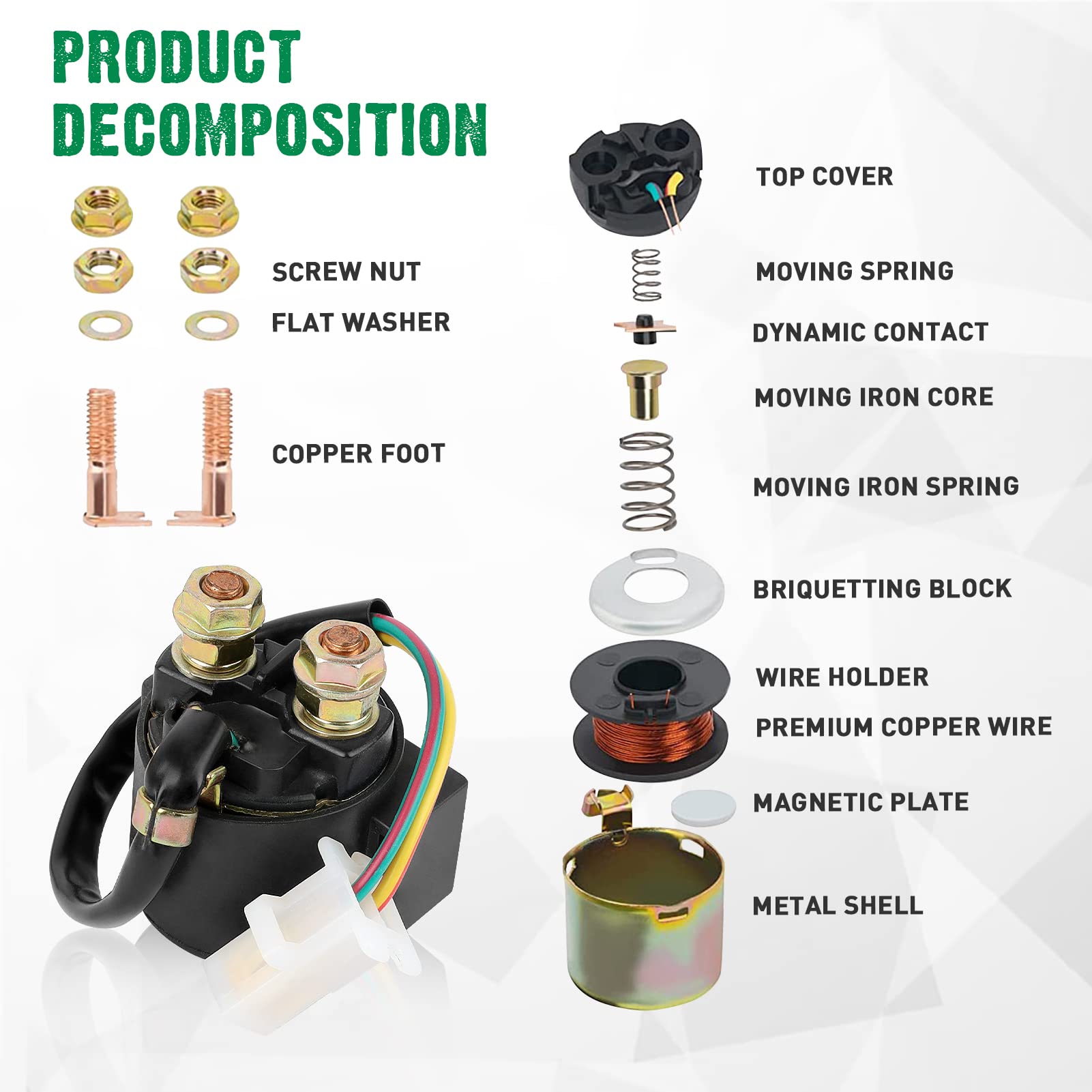 Cyleto Starter Solenoid Relay For Yamaha Grizzly 600 Yfm600 1998-2001 / Yfm400 Kodiak 400 1993-1999 / Xv750 Virago 750 1981-1983 / Ttr250 Ttr 250 1999-2006 / Yfm350 Warrior 350 1987-2004 / Fj600