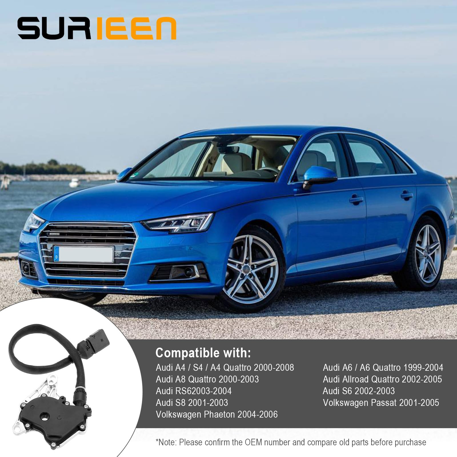 Surieen Transmission Range Sensor Multi-Function Neutral Safety Switch 9 Pins Replacement For Audi Vw Passat A4 A6 A8 Replaces 01V919821B