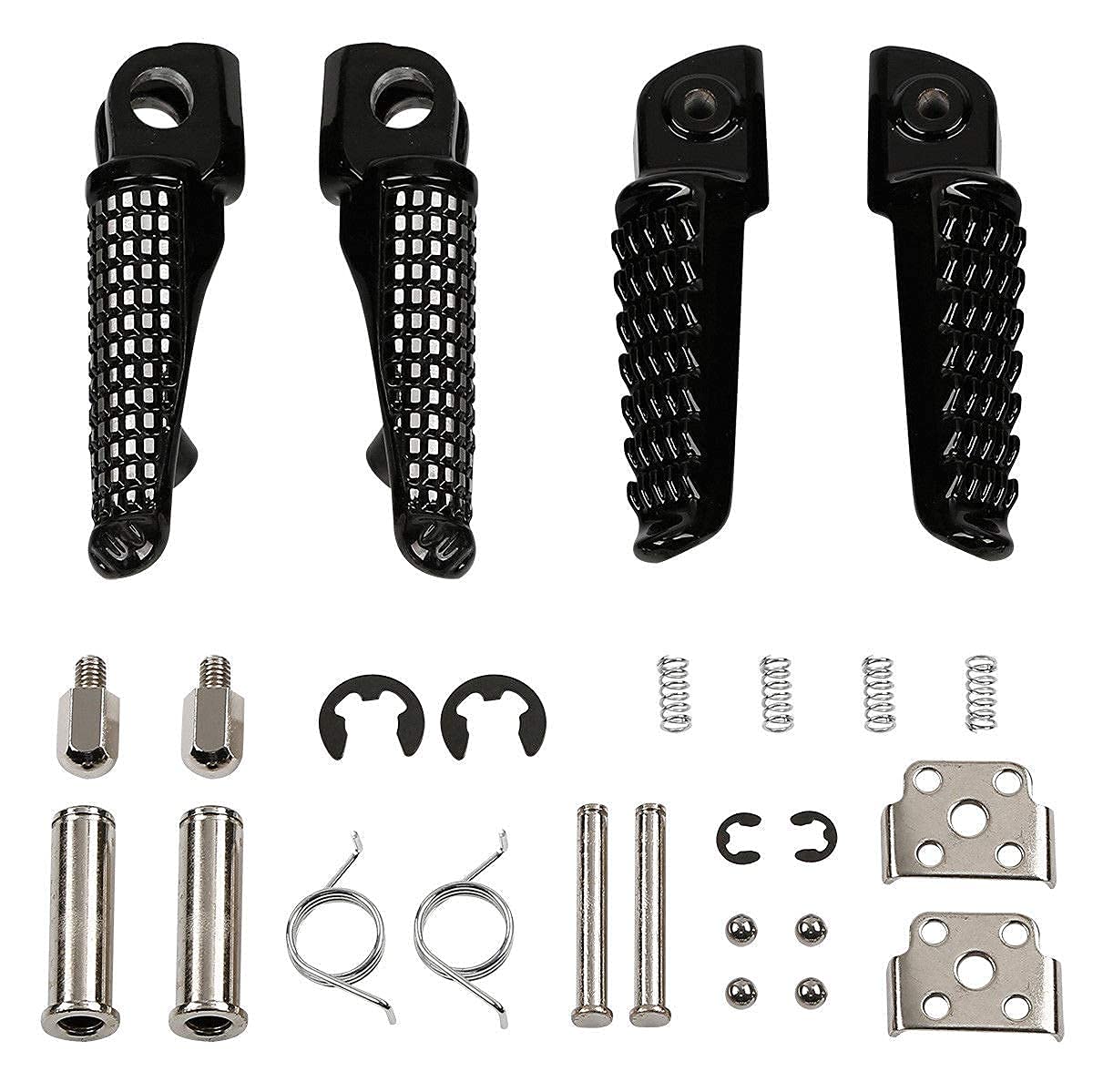 Tcmi Motorcycle Footpeg Front And Rear Footrest Foot Pegs Fits For Kawasaki Zx6R 2003-2011 Kawasaki Z750 Z1000 2007-2012, Zx14 2006-2013, Zzr1200 2000-2006, Zx-10R 2004-2012, Zx-9R 1998-2003 (Black)