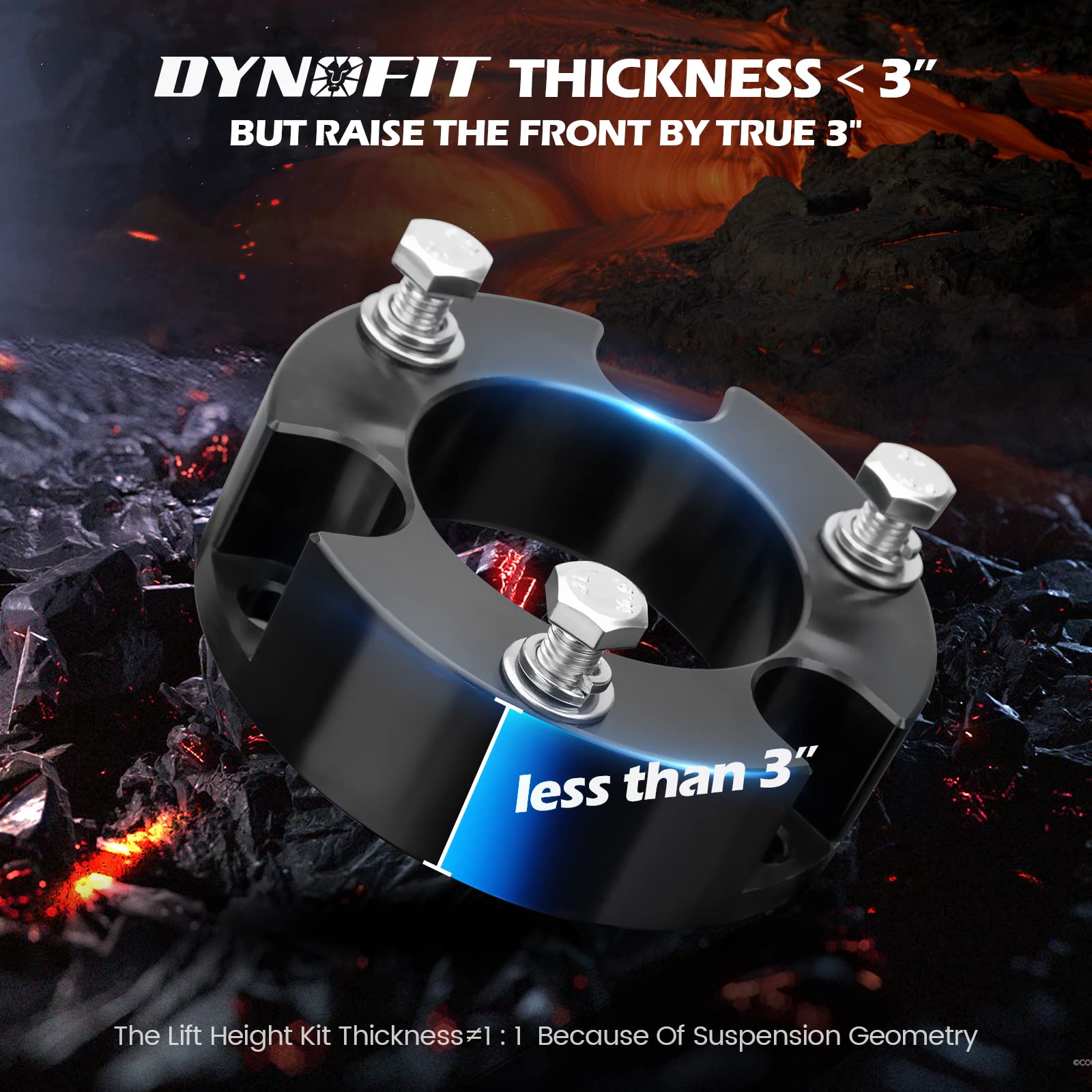 3 Front Leveling Lift Kits For Tacoma 4Wd 2Wd 2005-2023(6 Lugs Only), 4 Runner 2003-2023 4Wd 2Wd, Fj Curise 07-15 4Wd 2Wd, Dynofit Raise 3 Inch Front Strut Spacer Suspension Lift Spacers