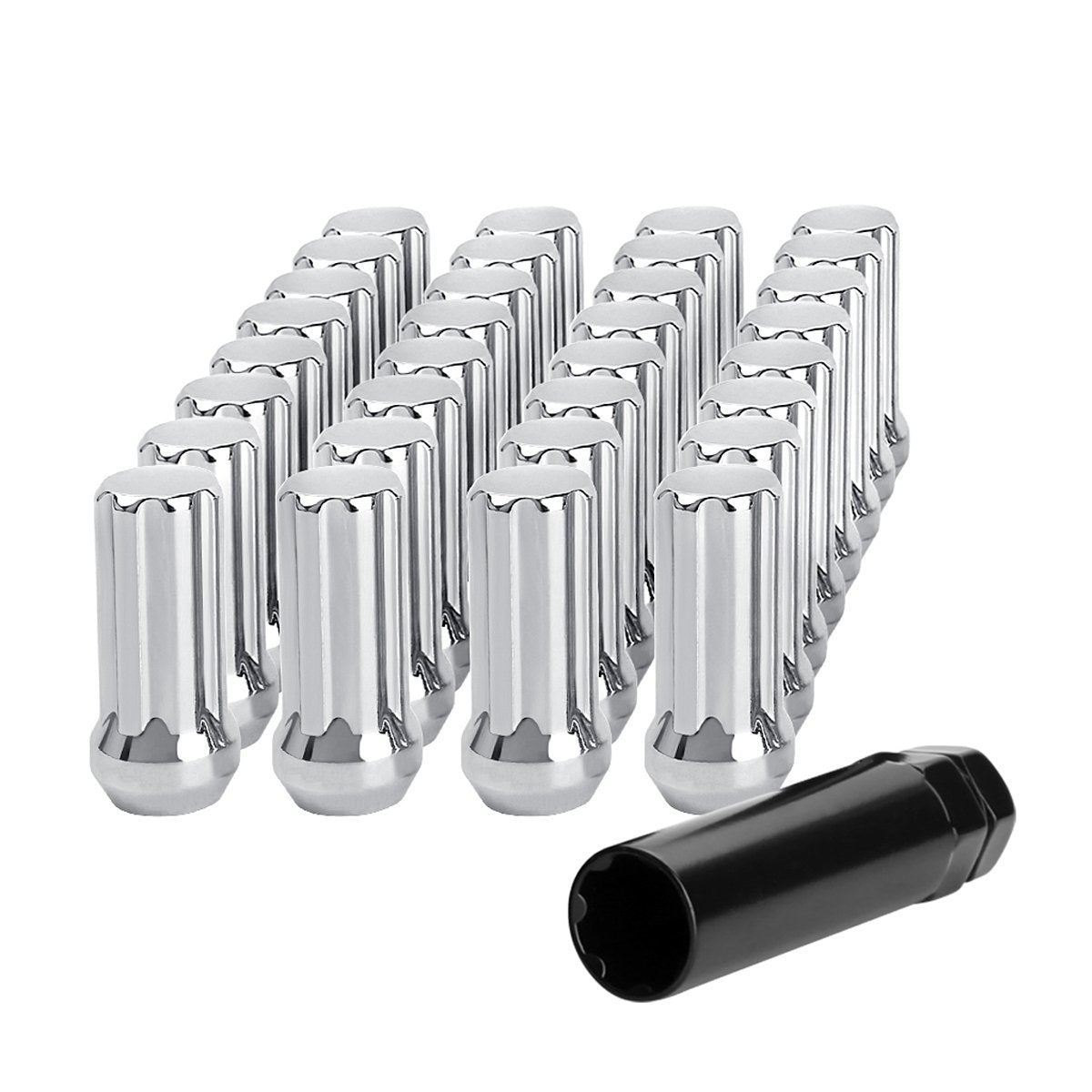 Dynofit 9/16-18 Wheel Lug Nuts, 9/16 32 Chrome Lugnuts With 60 Degree Conical Seat For Tuner Do-Dge Dakota 2005-2011, Do-Dge Ram