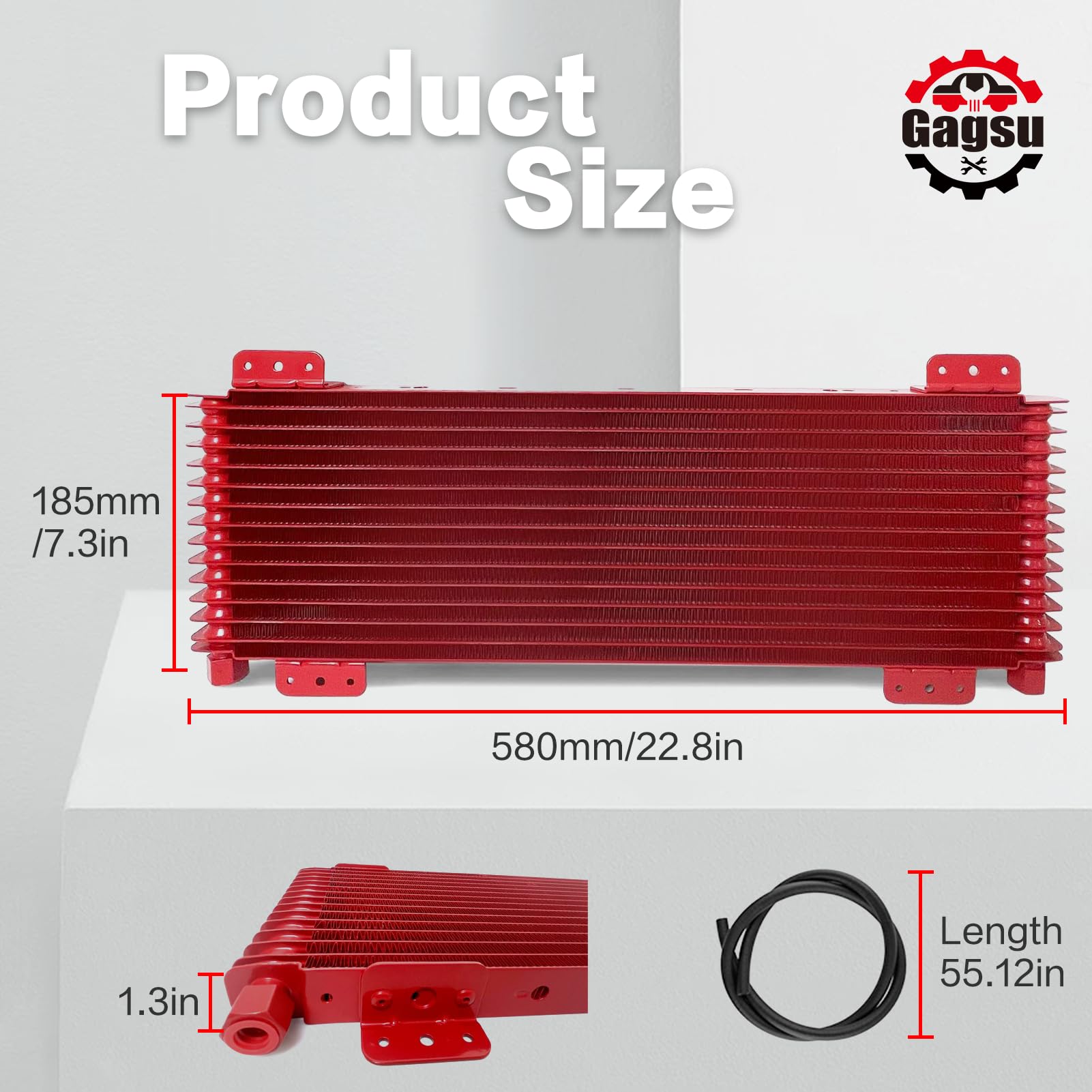 Gagsu Low Pressure Drop Transmission Oil Cooler Lpd47391 4739 40,000 Gvw With Mounting Hardware (Red)