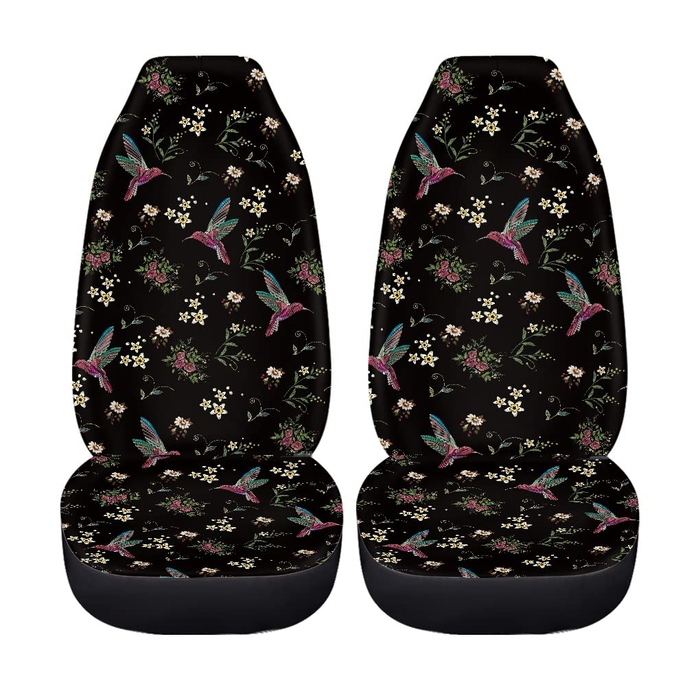TOADDMOS Floral Hummingbird Seat Covers for Car, Universal Stretchy Cars Front Seat Protectors Cover, Women Car Accessories Deco