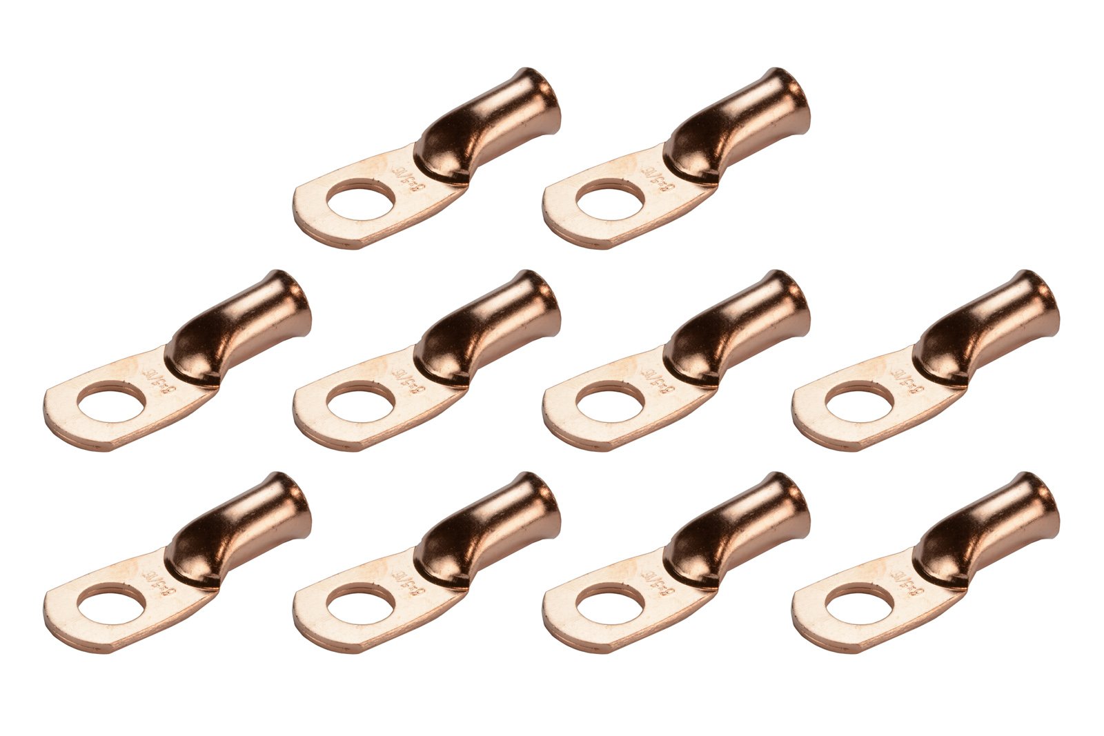 Temco 10 Pack Bare Copper Welding Battery Cable Ends, Lugs Terminal 6 Awg 5/16'' Hole (6 Awg To 1/0 Awg Options Available)
