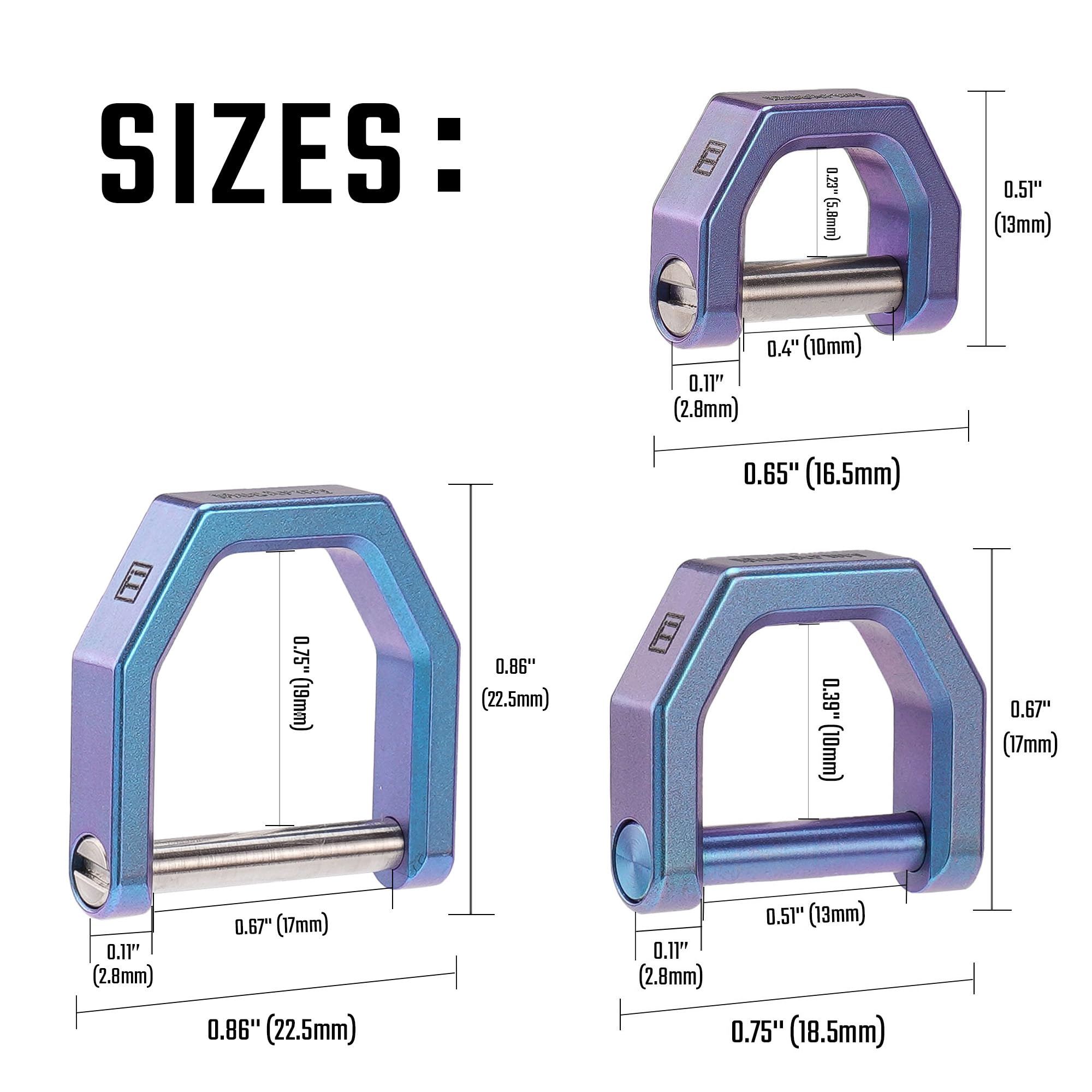 Mecarmy Ch2 Titanium D Shape Key Ring, Utility Keyring With Screw Shackle, Key Ring Car Key Tool For Everyday Carry, Keychain Holder Accessories (Blue Medium)