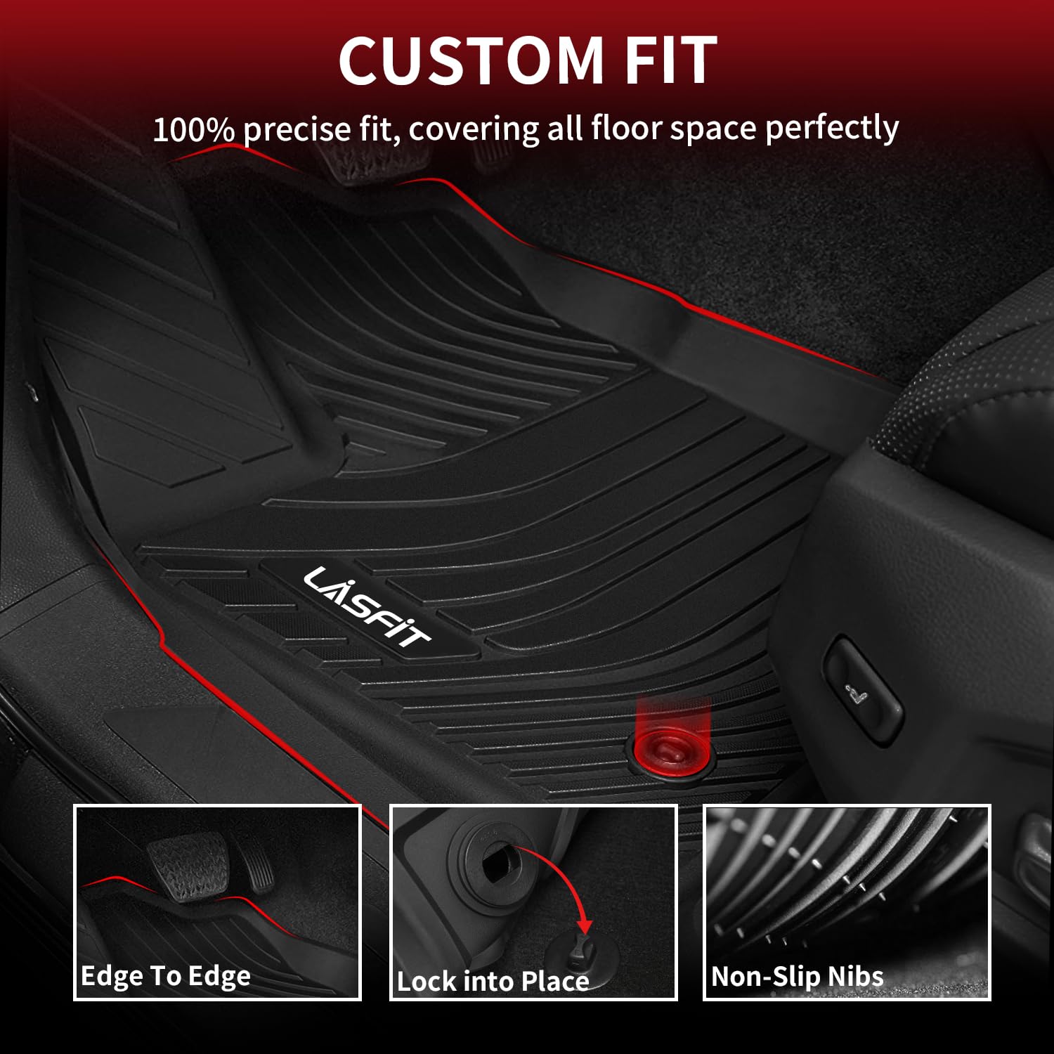 Lasfit Floor Mats For Toyota Tundra 2022-2024 2025 Crewmax Cab, All Weather Custom Fit Tpe Floor Liners For Tundra Sr/Sr5/Trd Pr