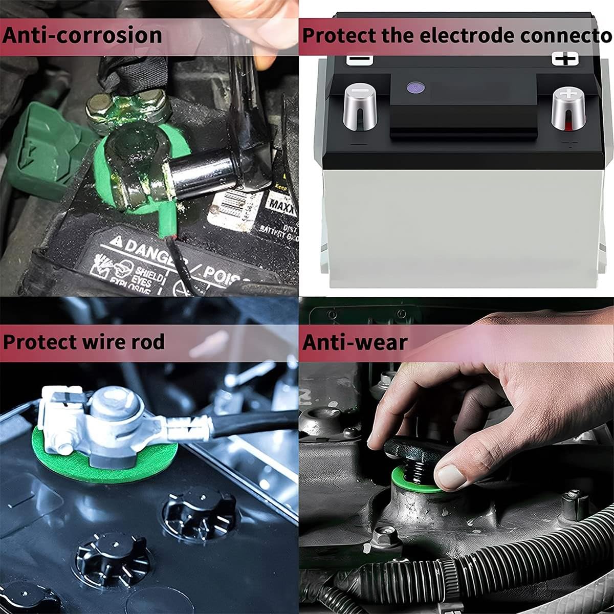 Besulen 10Pcs Car Battery Post Terminal Shims, Auto Lead Terminal Shim Caps With 12 Piece Washers For Top Post Battery Post Ends Repair, Universal For Vehicles, Suv, Truck, Rv, Boat