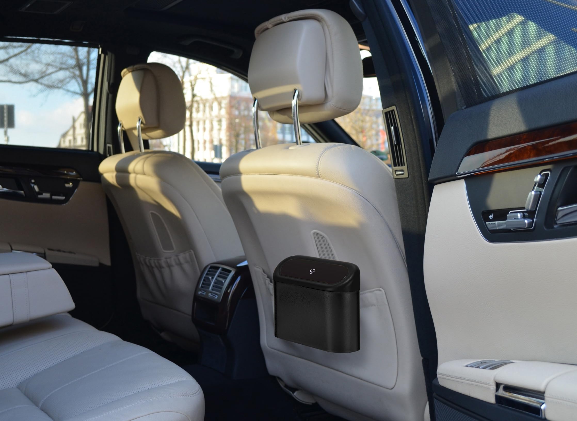 Ginsco 2 Pack Mini Trash Can With Lid, Small Garbage Can, Cute Leakproof Abs Car Trash Bin, Car Accessories For Interior, Garbag