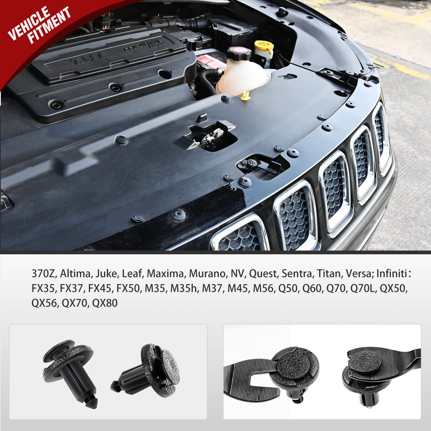 Nilight 40Pcs Front Bumper And Radiator Support Push-Type Retainer 11296-Ag000 8Mm Compatible With Nissan And Infiniti Car Push