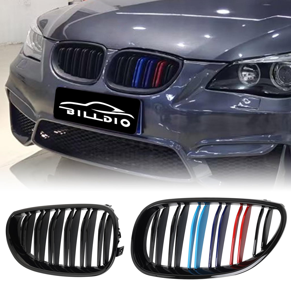 Billdio E60 Grille,Front Kidney M Color Grill Compatible With 2003-2009 Bmw 5 Series 520I,523I,525I,528I,530I,535I,550I,Double S
