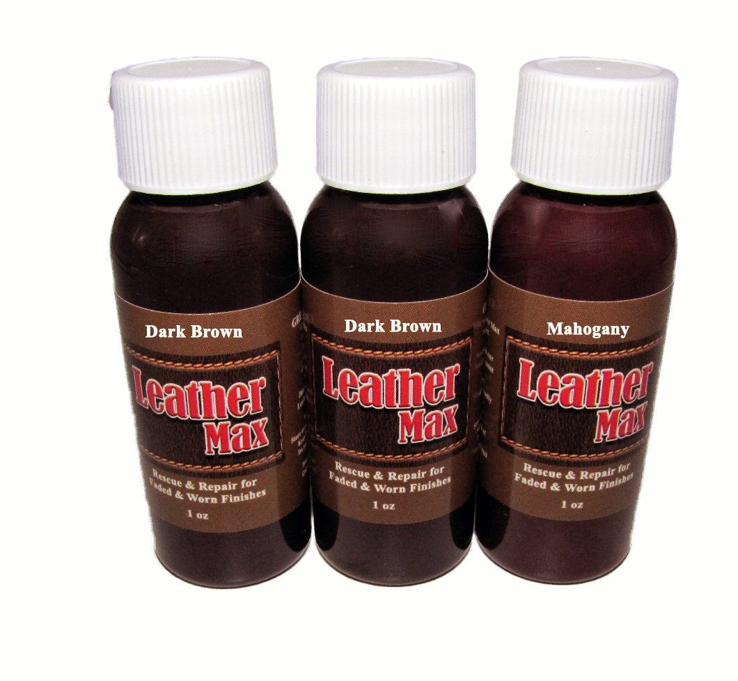 Leather Max Complete Leather Refinish, Restore, Recolor & Repair Kit/Now With 3 Color Shades To Blend With/Leather & Vinyl Refinish (Double Dark Browns)
