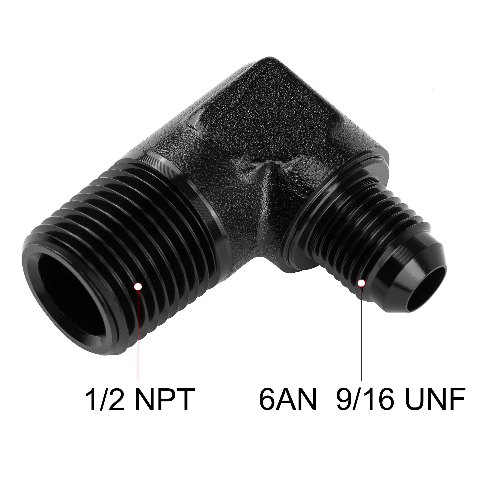 Evil Energy 6An To 1/2'' Npt Male 90 Degree Fitting Adapter Aluminum