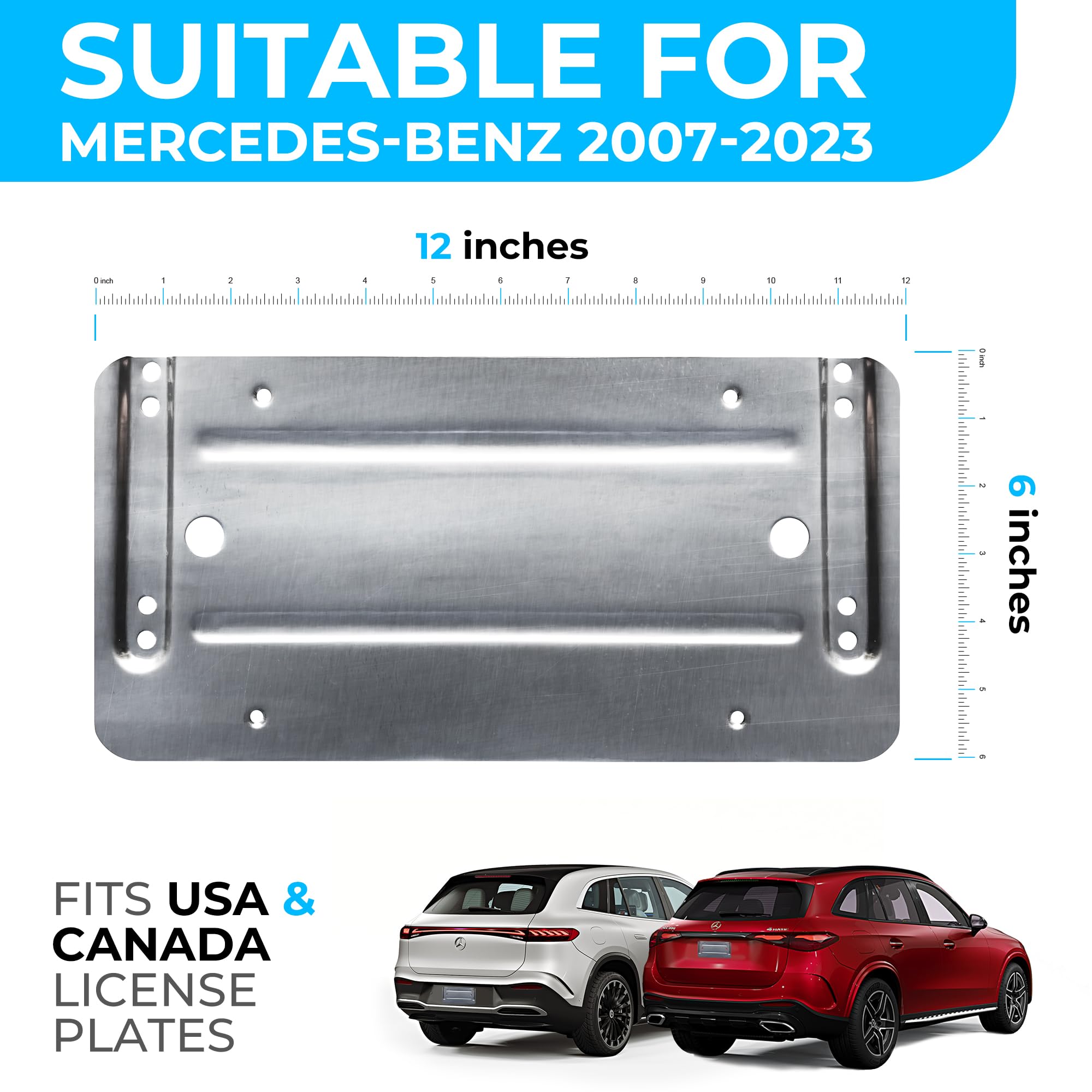 Trunknets Inc Rear Bumper License Plate Bracket for Mercedes-Benz 2007-2023 with 8 Screws & Wrench Kit, Premium Quality Mounting Kit