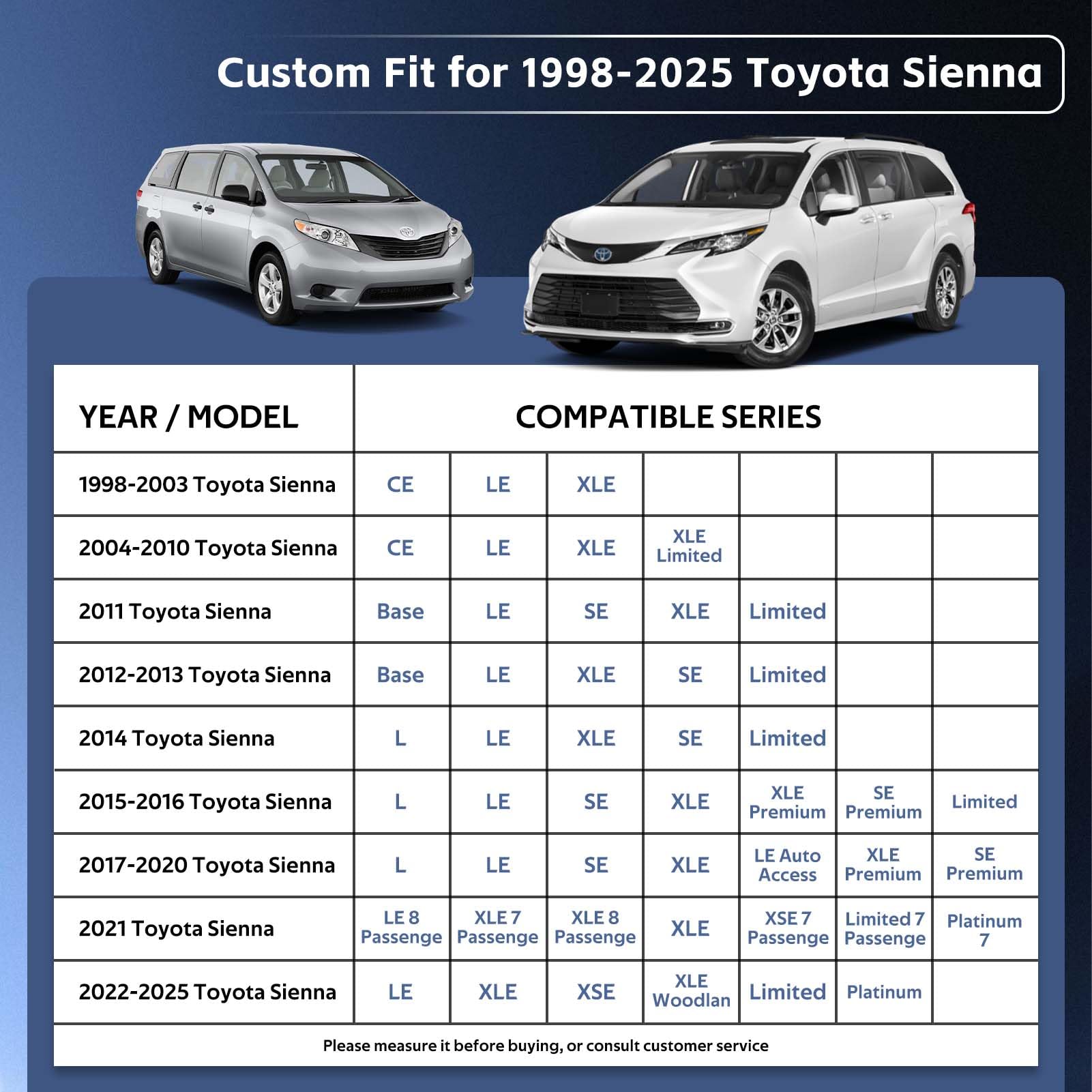 Holthly 10 Layers Minivan Car Cover Custom Fit For Toyota Sienna (2010-2024) Waterproof All Weather For Automobiles, Outdoor Ful