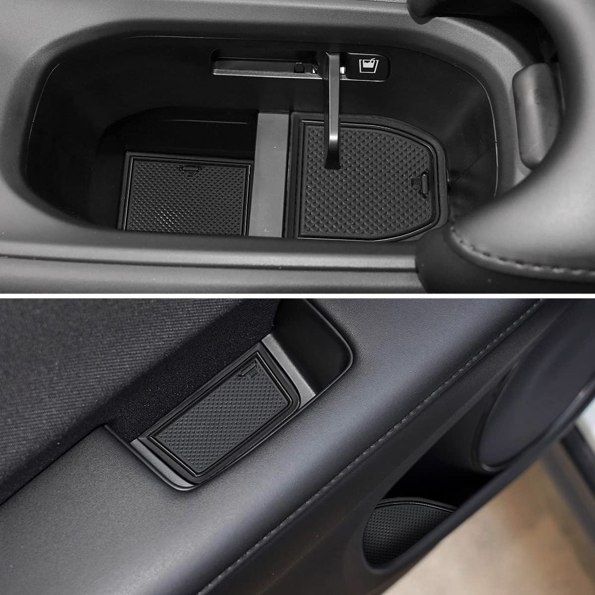 Auovo Anti Dust Cup Holder Insert Liners For Honda Hrv Accessories 2016 2017 2018 Door Pocket Center Console Interior Mats (Blac
