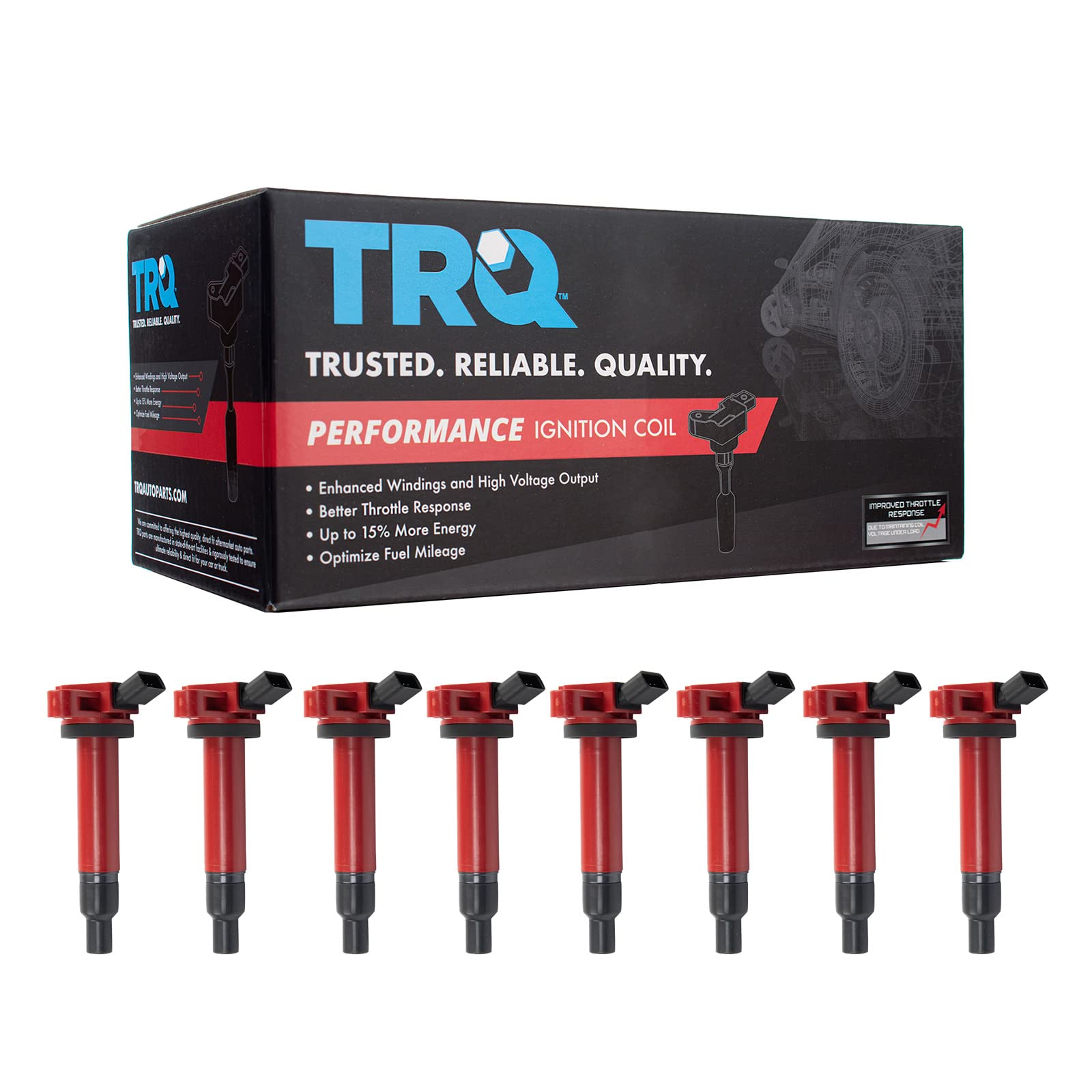 TRQ Ignition Coil Set Compatible with 2001-2007 Lexus GS430 2003-2009 GX470 2001-2006 LS430 1998-2007 LX470 2002-2010 SC430 Toyo