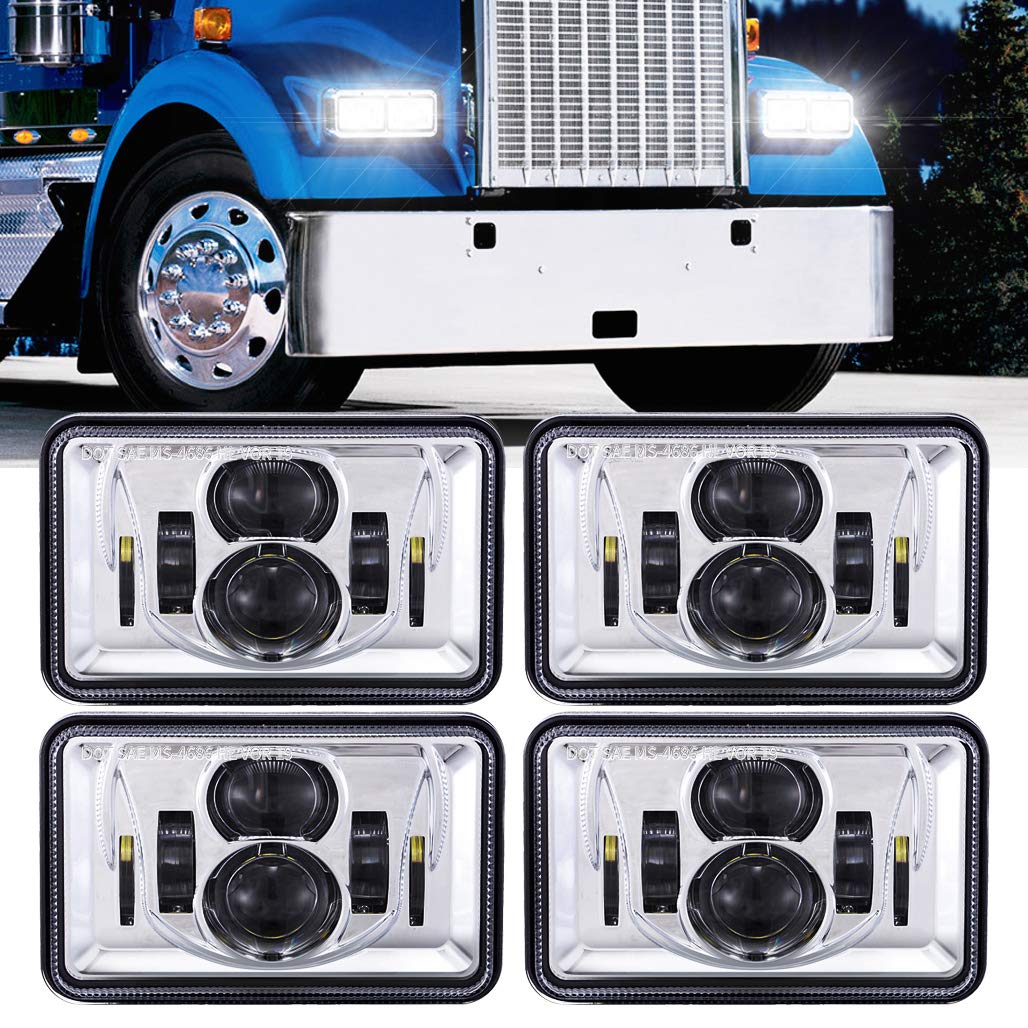 Z-Offroad 4Pcs 60W Rectangular 4X6 Led Headlights Dot Approved H4656 H4651 H4652 H4666 H6545 Headlight Replacement For Freightli