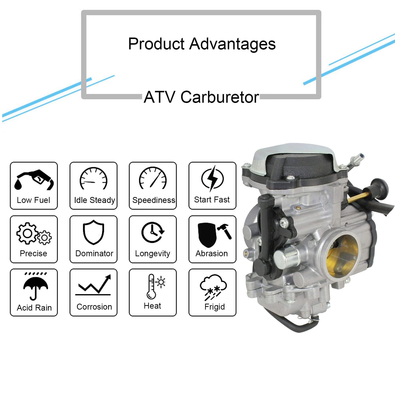 Carburetor Replacement For Yamaha Wolverine 350 Yfm350Fx Yfm350 Fx 4X4 1996-2005 & 1999 Yamaha Big Bear 350 Yfm350 4X4 Atv4Kb-14901-10-00 4Kb-14901-22-00