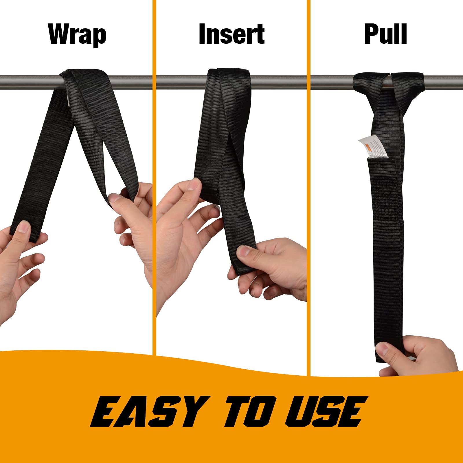 Soft Loop Tie Down Straps - 1.5 X 18 Inches, 8800Lbs Breaking Strength, Soft Loops For Securing Atv, Utv, Motorcycles, Scooters, Dirt Bikes, Lawn & Garden Equipment, 4 Pack (Black)