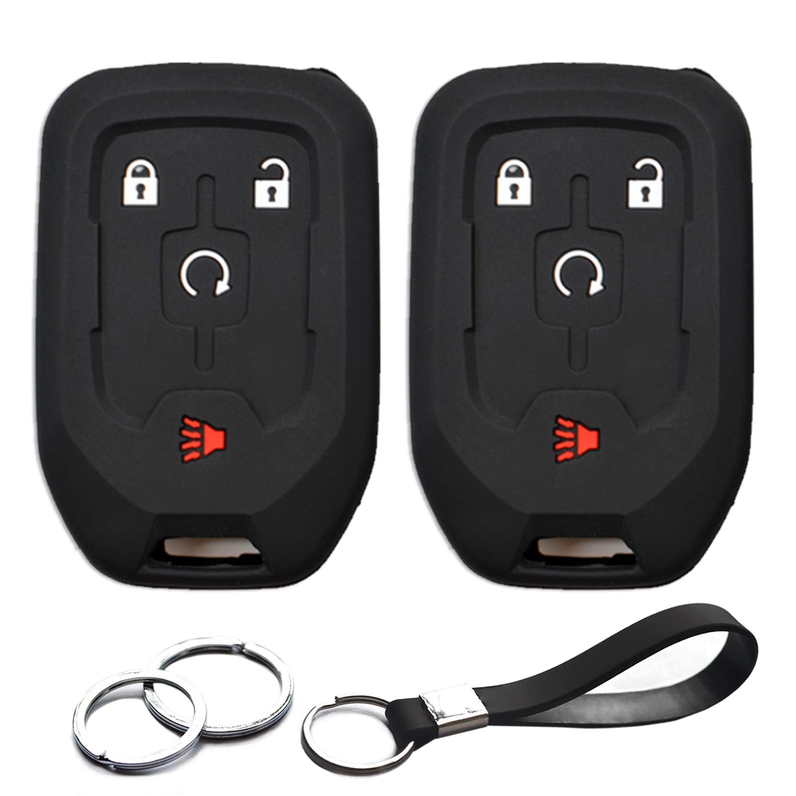 Infipar 2Pcs Compatible With Gmc Terrain Acadia Key Fob Cover Case Key Chain Protector Keyless Remote Smart 4 Buttons Holder