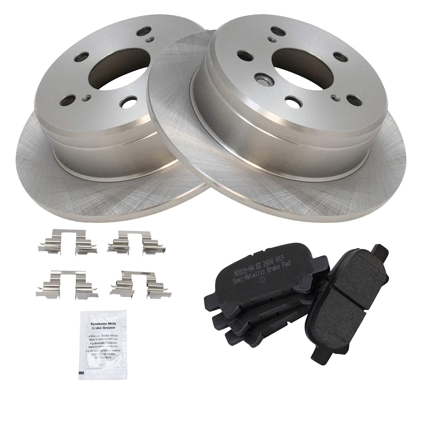 Trq Rear Brake Pad & Rotor Kit Brake Pads Brake Rotor Semi-Metallic Compatible With 2000-2001 Toyota Camry 1999-2003 Solara