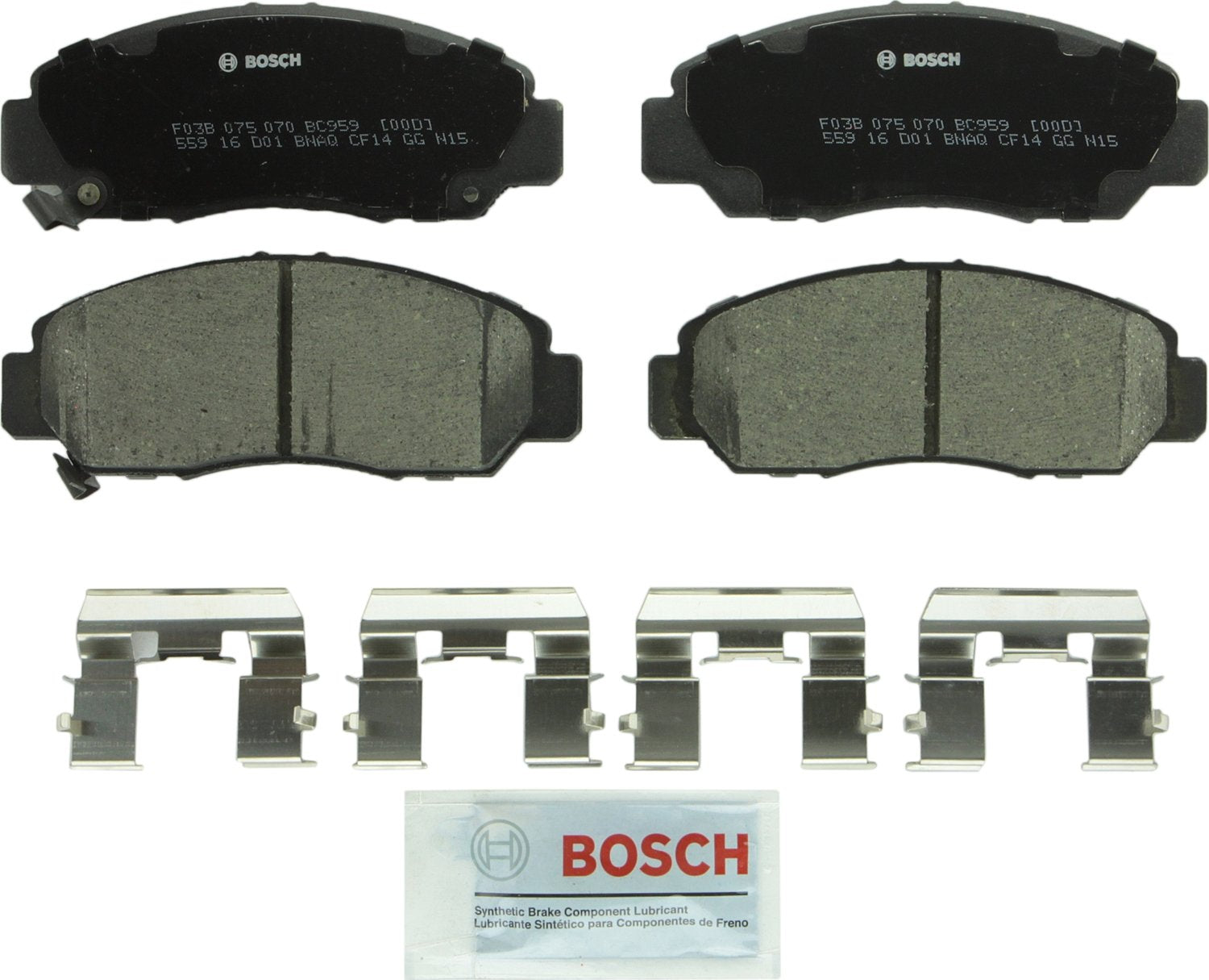 BOSCH BC959 QuietCast Premium Ceramic Disc Brake Pad Set - Compatible with Select Acura CSX; Honda Accord; FRONT