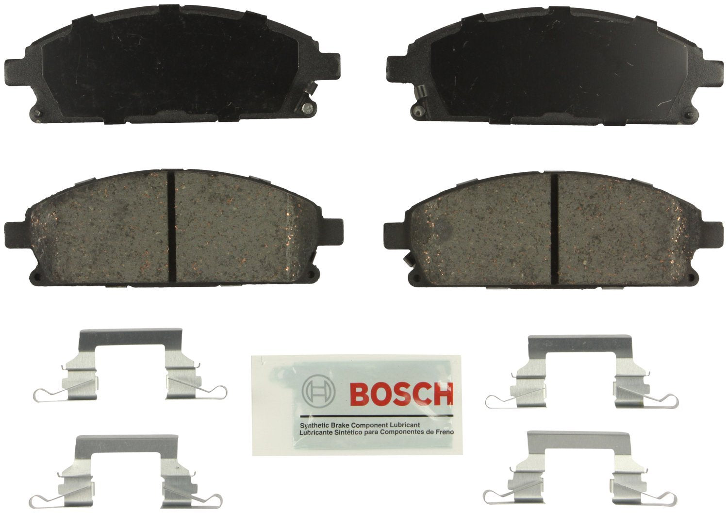 BOSCH BE691H Blue Ceramic Disc Brake Pad Set with Hardware - Compatible with Select Infiniti Q45, QX4; Nissan Pathfinder, X-Trai