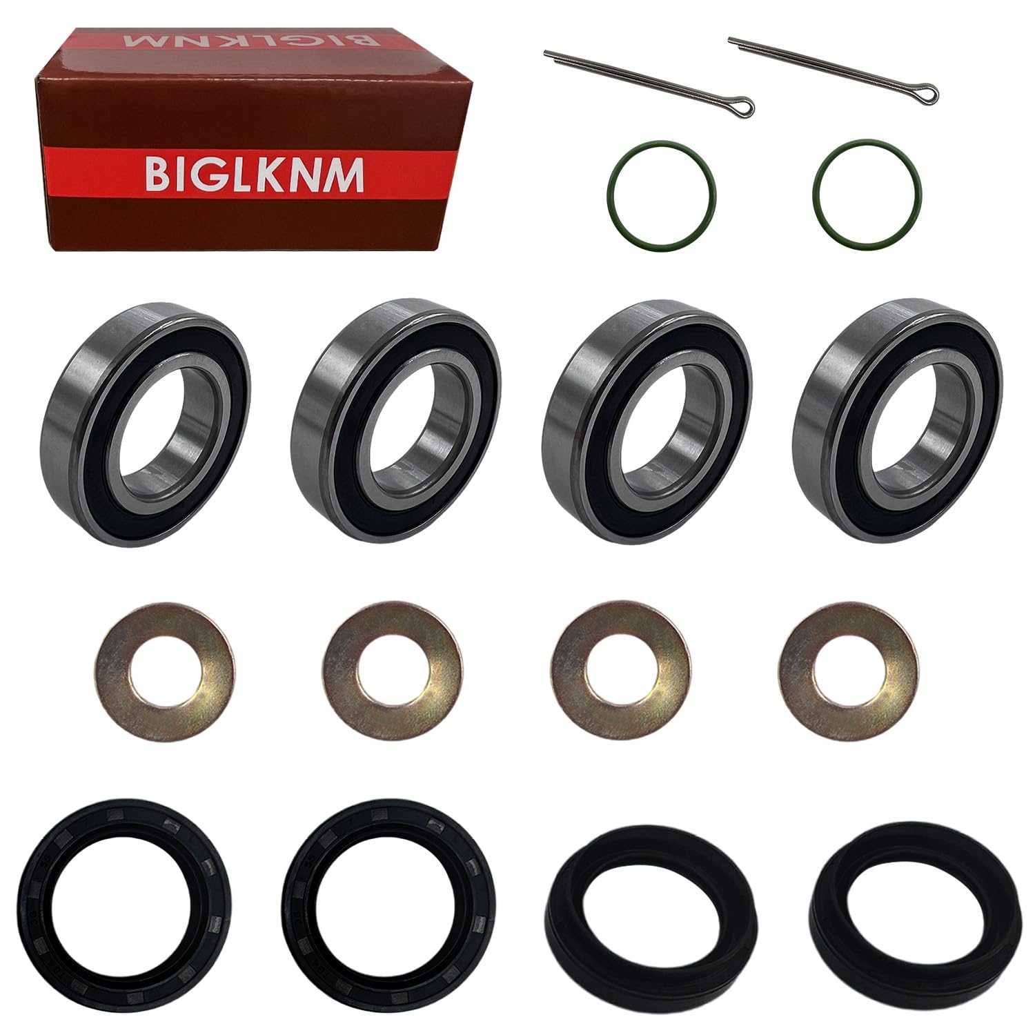 Biglknm Front Wheel Bearing Seal Kits For Yamaha Rhino 450 660 700 Grizzly 400 450 Big Bear 350 400 Kodiak 400 450 Wolverine 350 400 Repalce # 93106-38046-00/90201-16804-00