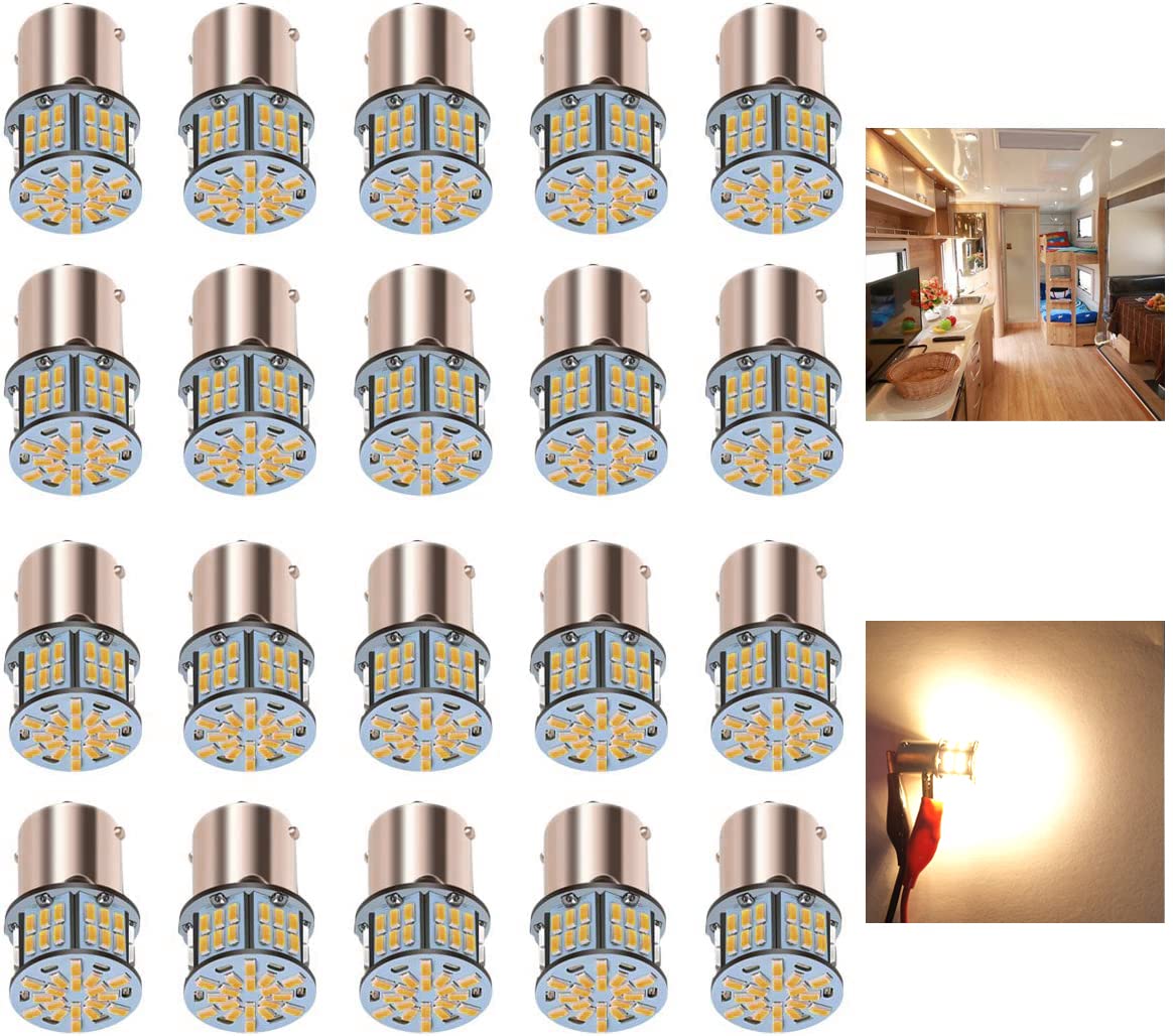KISLED 12V RV LED Interior Lights, 20 Packs 1141 1156 1003 1073 BA15S 7506 LED Bulbs for RV Camper Trailer Boat Trunk Interior I