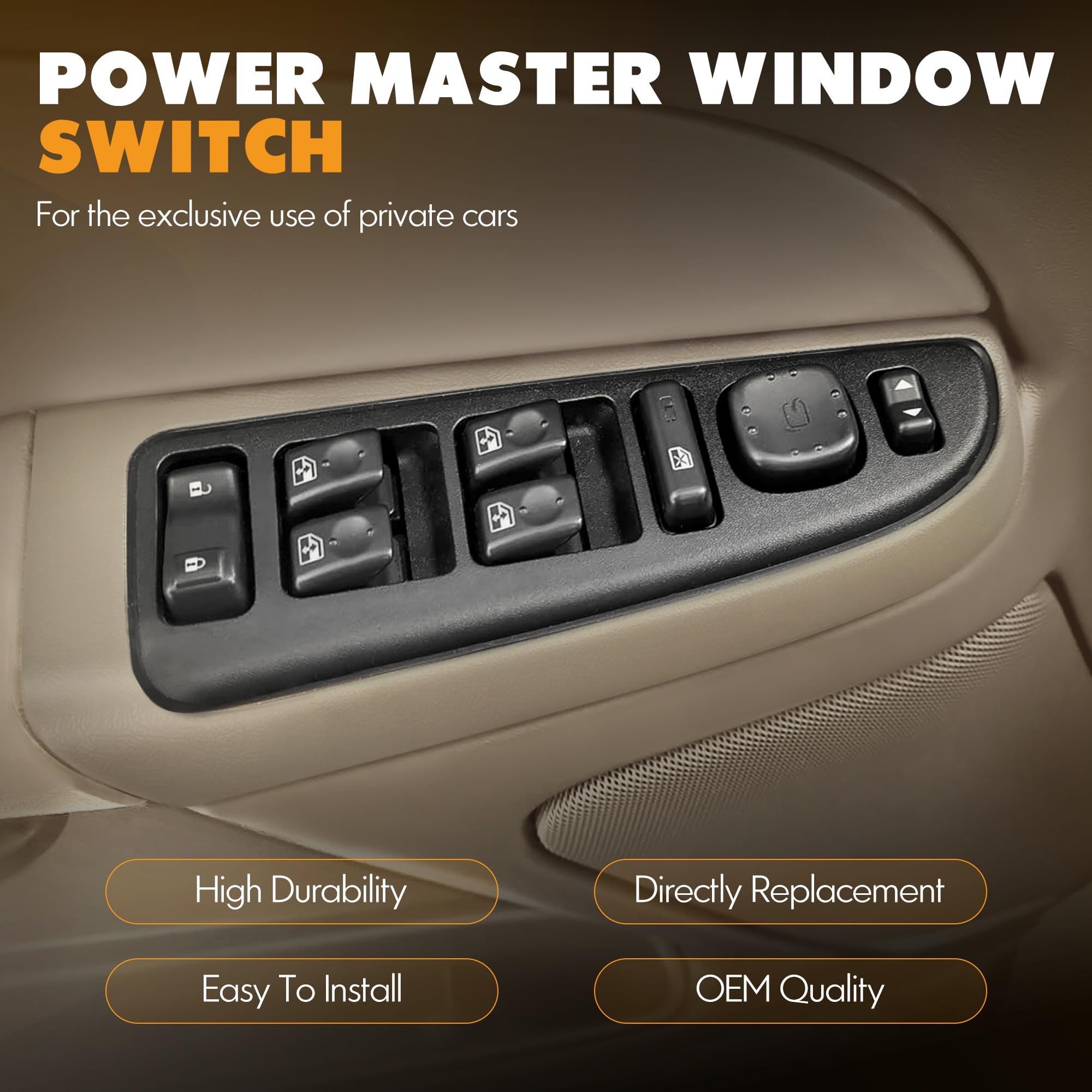 ASOPARTS 15883320 Front Driver Side Door Lock and Power Window Switch & Tan Bezel Assembly Fit for 2003-2007 Chevy Avalanche Sil