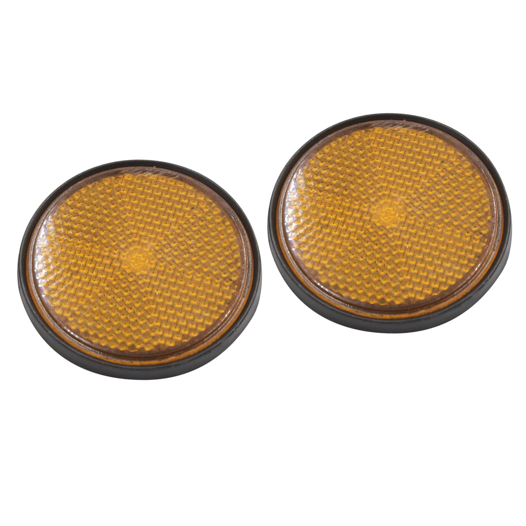 Motoforti Universal Motorcycle Scooter Atv Round Reflective Reflectors, 2.2 Inch Dia, Plastic Metal, Orange Black, 2Pcs