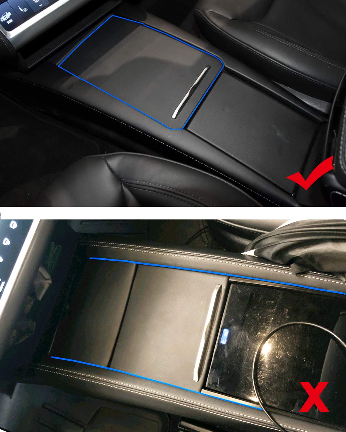 Jaronx Compatible With Tesla Model X/Model S Center Console Organizer, Armrest Storage Box+Cup Holder,Compatible With Tesla Model X/S Accessories (Fit: Model S/Model X 2016 2017 2018 2019 2020 2021)