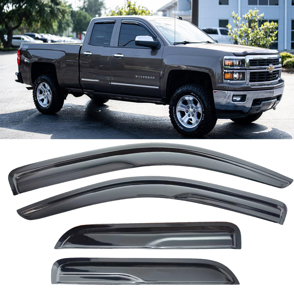 Window Visors Rain Guards For Chevy Silverado/Gmc Sierra 1500 2500Hd 3500Hd Double/Extended Cab 2014-2018,Side Wind Deflectors V