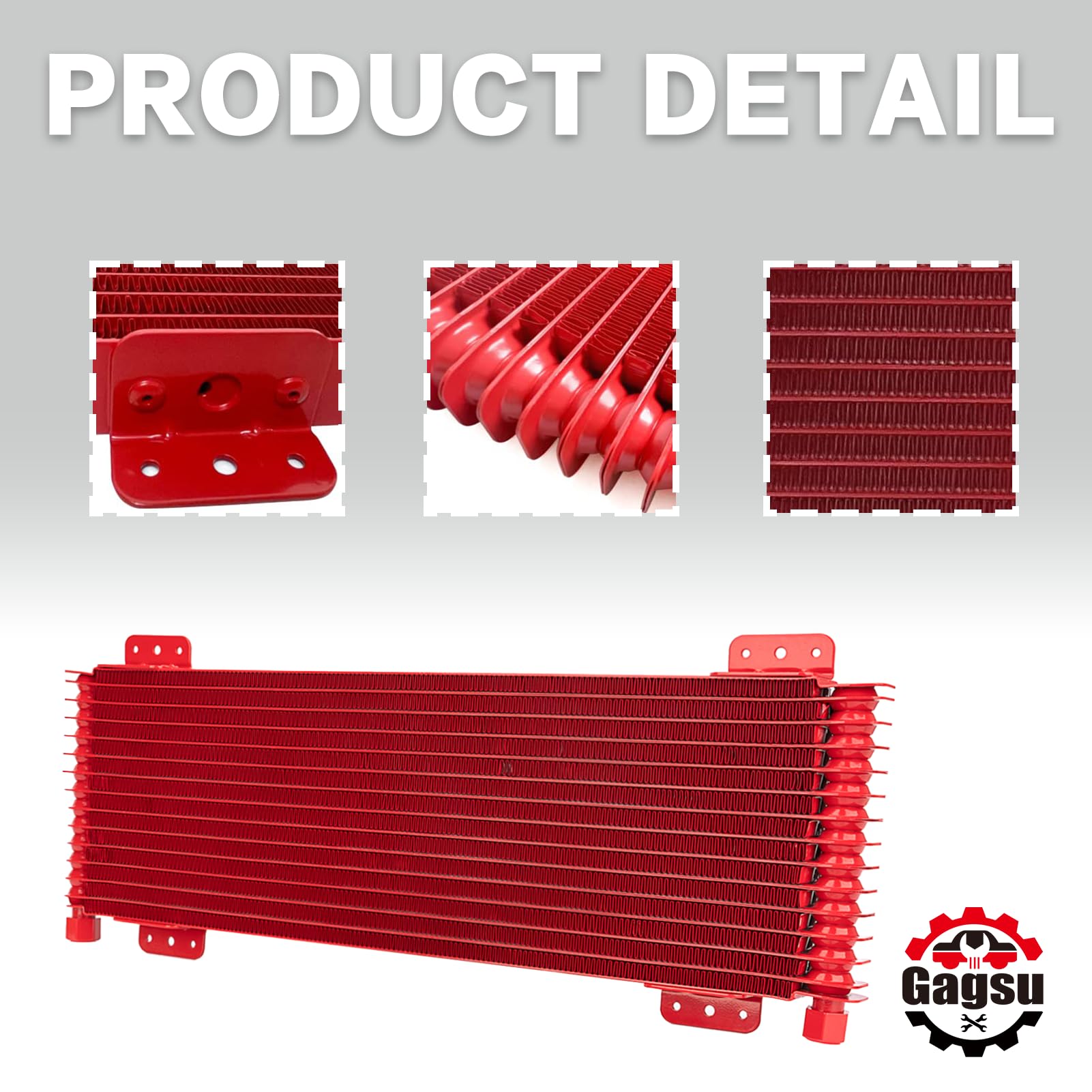 Gagsu Low Pressure Drop Transmission Oil Cooler Lpd47391 4739 40,000 Gvw With Mounting Hardware (Red)