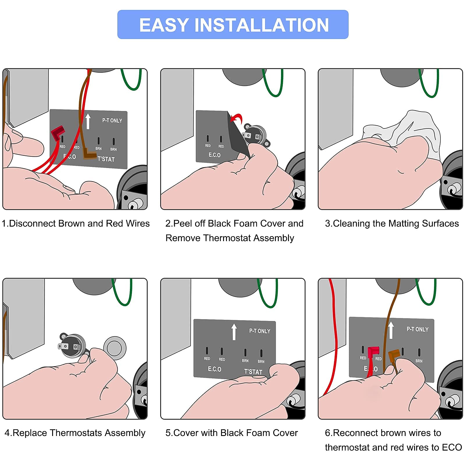 Rv Water Heater Thermostat Replacement Parts Assembly Compatible With Atwood 91447, Eco And T-Stat Parts For Rv Camper Emergency Cutoff Service Kit (2 Set)
