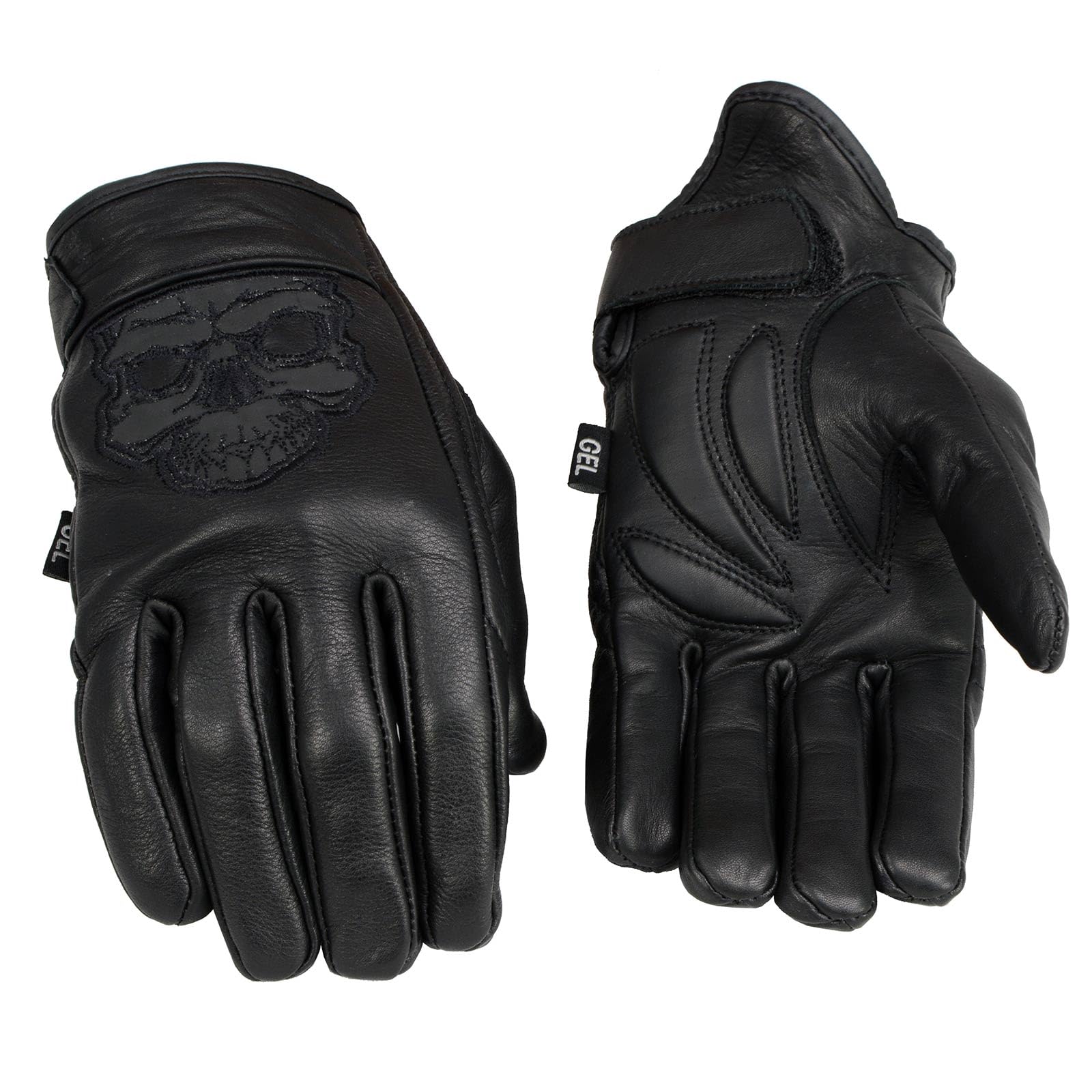Milwaukee Leather Men'S Black Leather Reflective Skull Motorcycle Hand Gloves W/Gel Padded Palm Mg7570 - X-Large