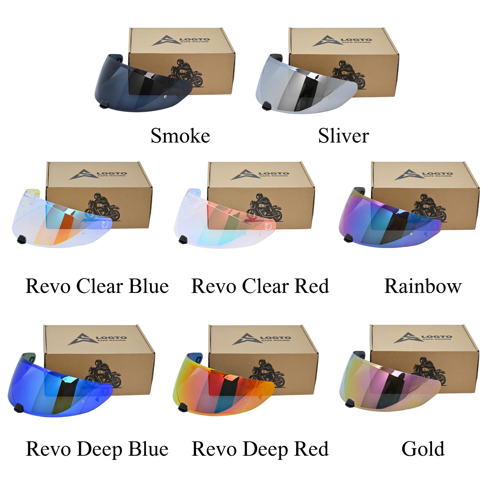 Logto Replacement Motorcycle Helmet Shield For I10 I70 Hj-31 Helmet Visor Shield Anti-Scratch Wearproof Windproof Universal Helmet Accessories (Rainbow)