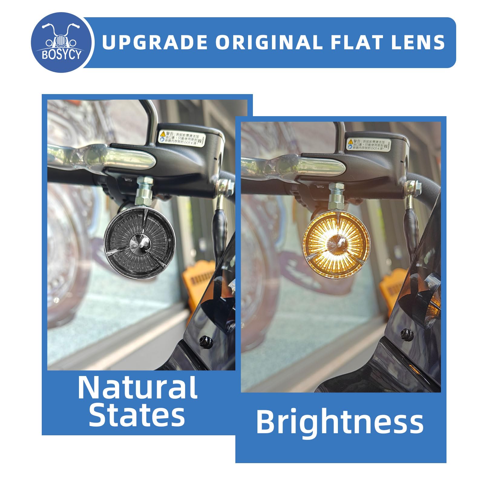 BOSYCY Motorcycle Turn Signals Lens Covers 2 Pack, Smoked Plastic Caps for Harley Softail, Road Glide, Sportsters - Universal Fit