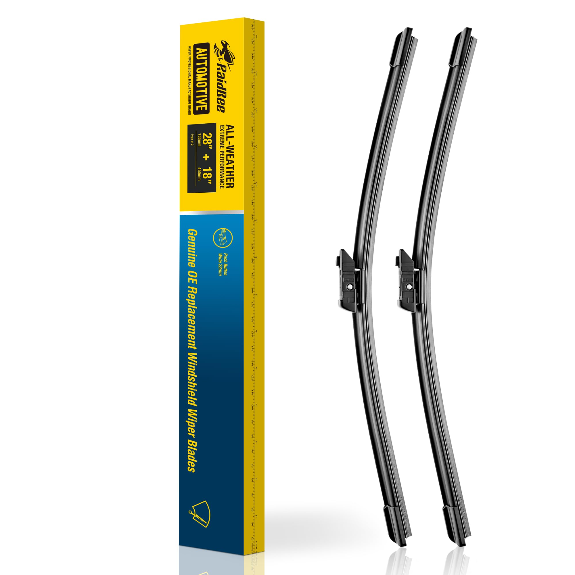 Raidbee 2 Silicone Windshield Wiper Blades Replacement For Tesla Model S 2020 2019 2018 2017 2016 2015 2014 2013 2012 +More Oem