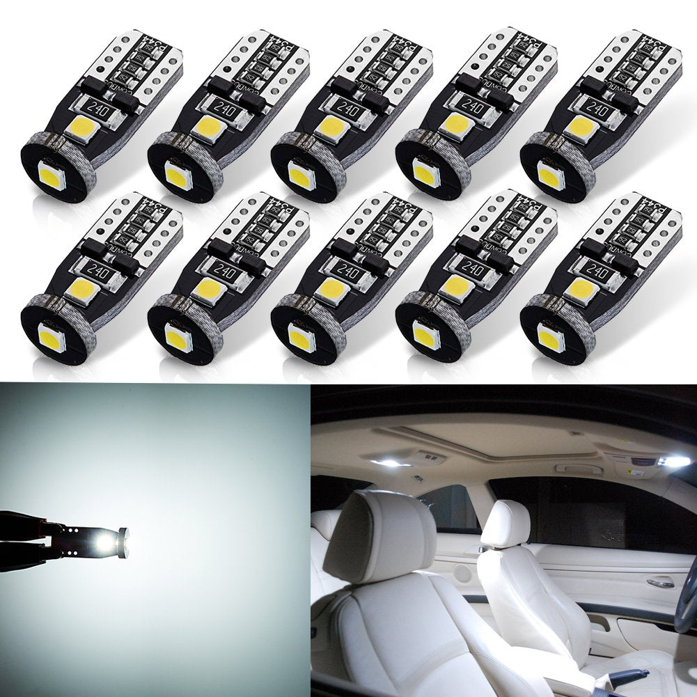Autogine 10Pcs Super Bright Error Free 194 168 175 2825 W5W T10 912 Led Bulbs Xenon White 3030 Chipset For Car Interior Dome Map