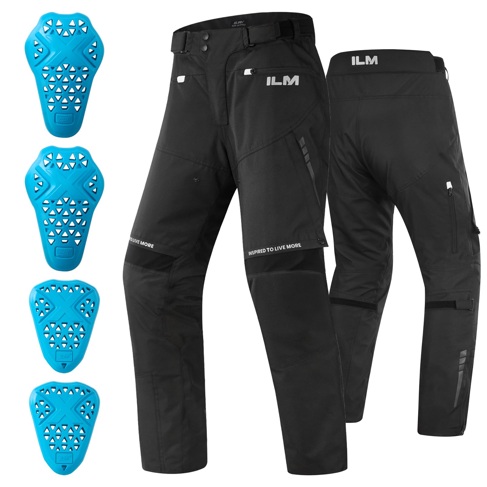 ILM Motorcycle Riding Pants Men CE Armored Motocross Touring All Season Protective P04 (L,30L)