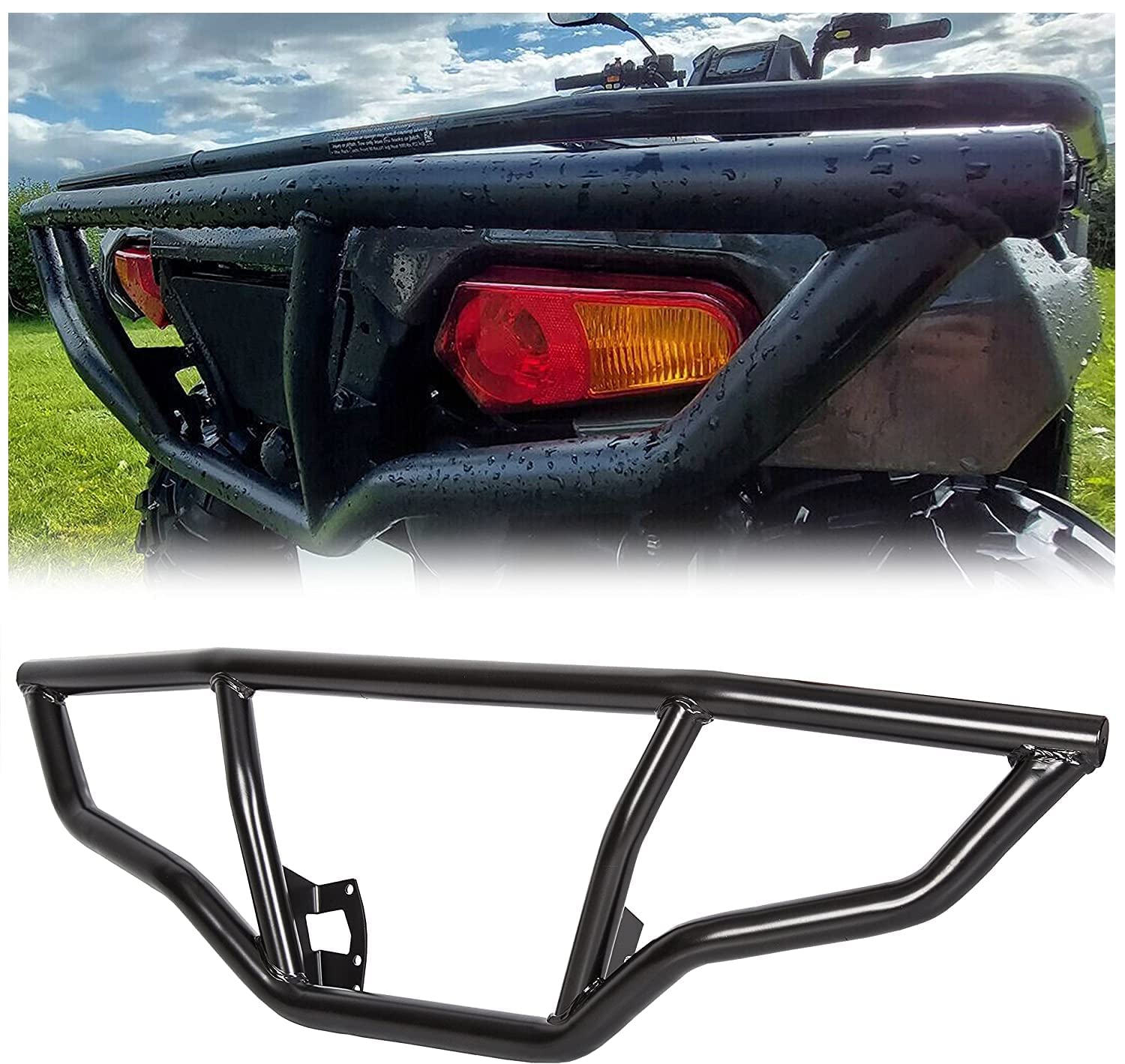 Ecotric Brush Guard Bumper Compatible With 2014-2023 Polaris Sportsman 450 570 Replacement For 2879715 Black Steel Bumper Protec