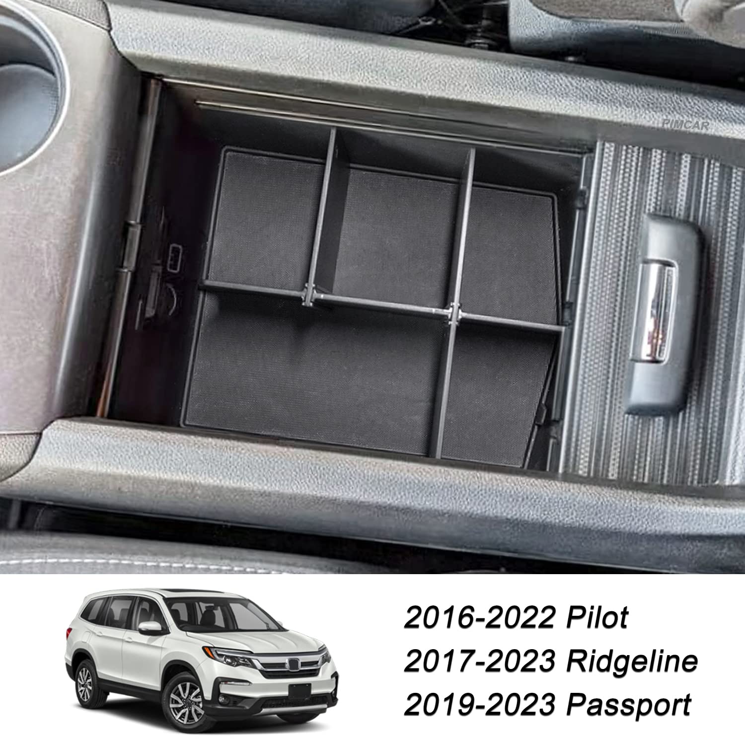 Pimcar Compatible With Honda Pilot 2016-2022/Honda Ridgeline 2017-2023/Honda Passport 2019-2023 Center Console Organizer Insert