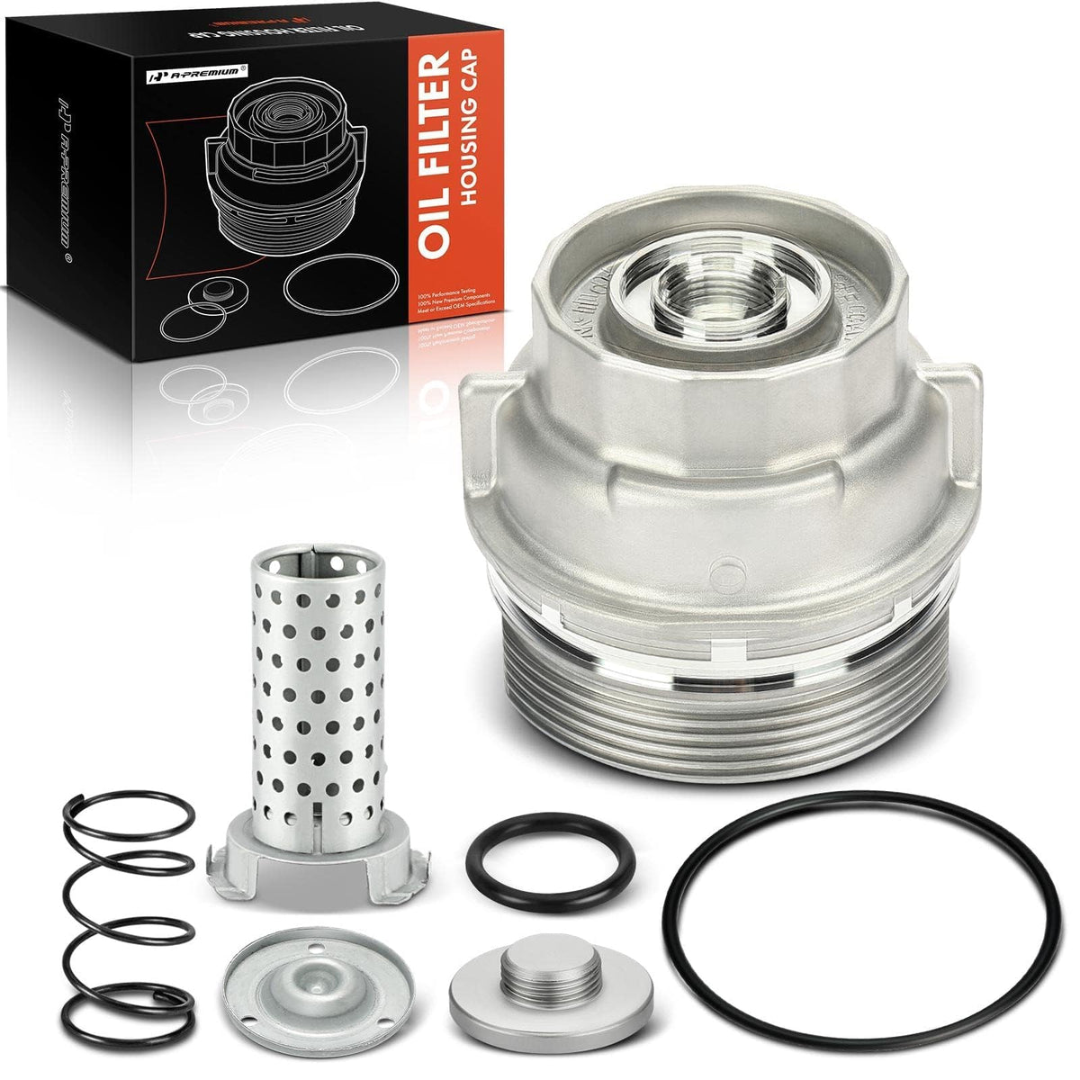 A-Premium - 15620-31060 Oil Filter Housing Cap Assembly - Compatible With Toyota, Lexus - 2005-2021 - Avalon, Camry, Highlander, Rav4, Sienna, Tacoma, Rx350, Es350, Is, Ls, Nx - Replaces 15643-31050