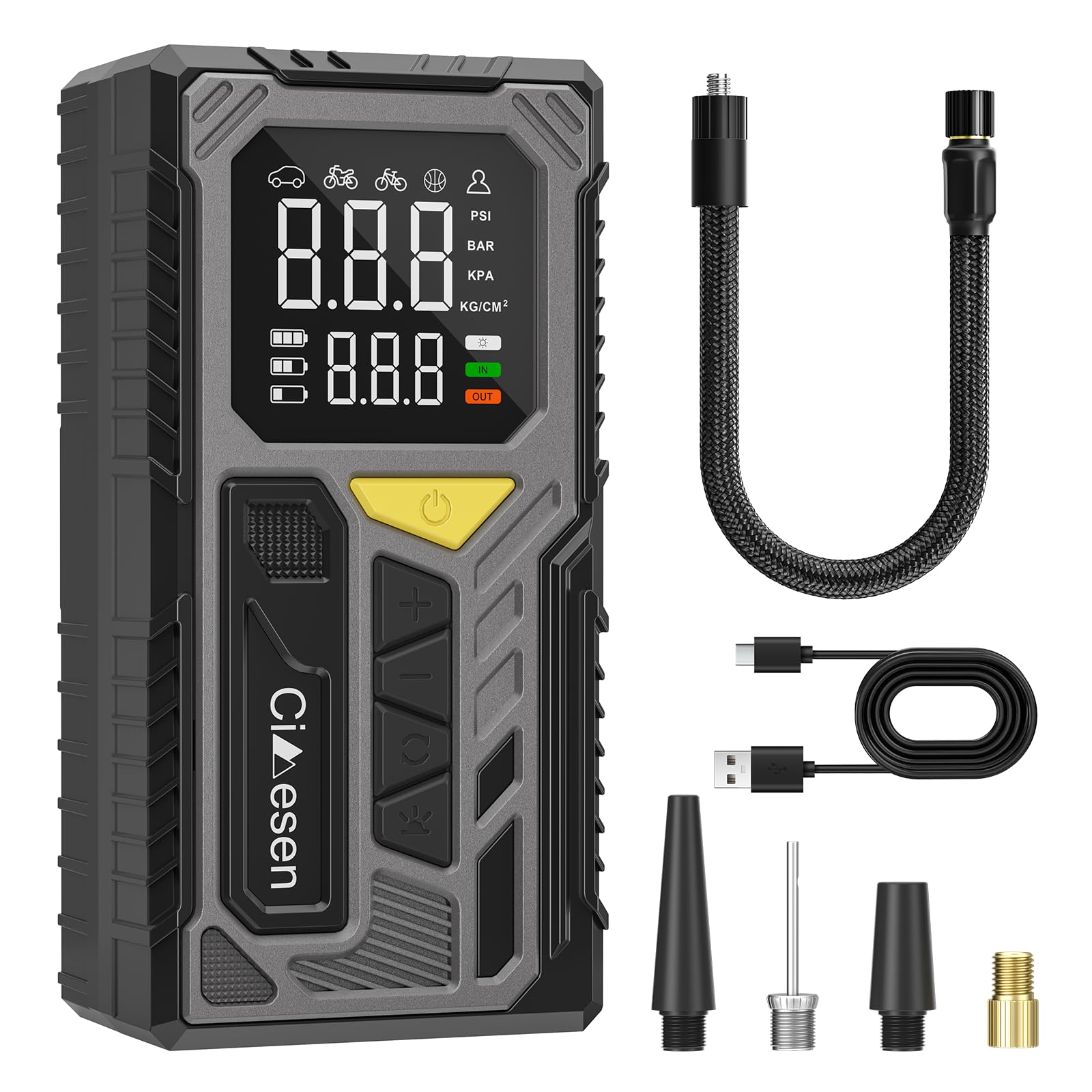 Cimesen Tire Inflator Portable Air Compressor-150psi Cordless Portable Air Pump for Car Tires Faster Inflation with Tire Pressur